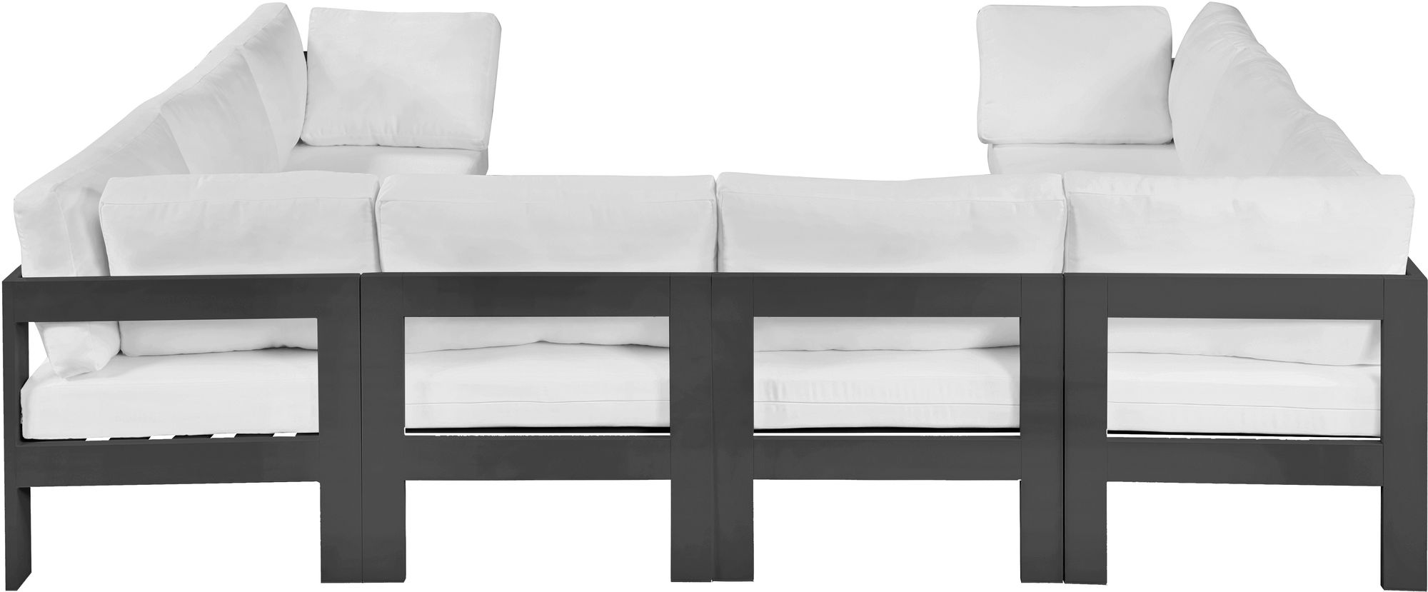 Nizuc 120" 8-Piece Outdoor Patio Waterproof Fabric Modular U-Shape Sectional with Dark Grey Aluminum Frame