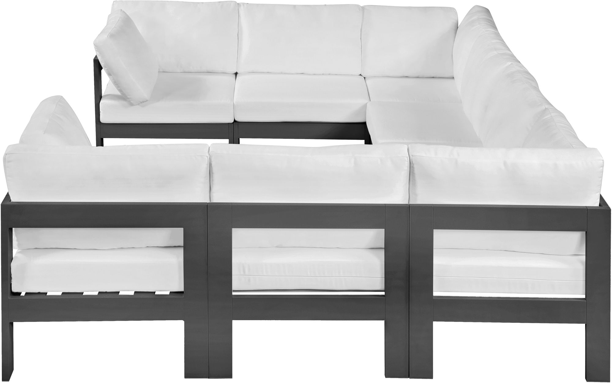 Nizuc 120" 8-Piece Outdoor Patio Waterproof Fabric Modular U-Shape Sectional with Aluminum Frame