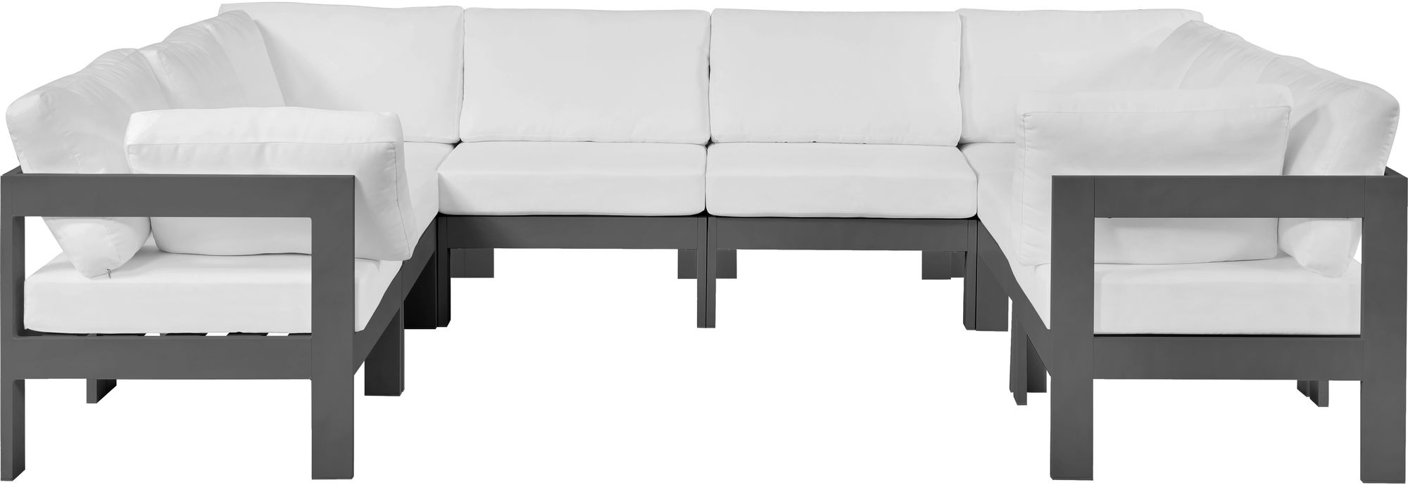 Nizuc 120" 8-Piece Outdoor Patio Waterproof Fabric Modular U-Shape Sectional with Aluminum Frame