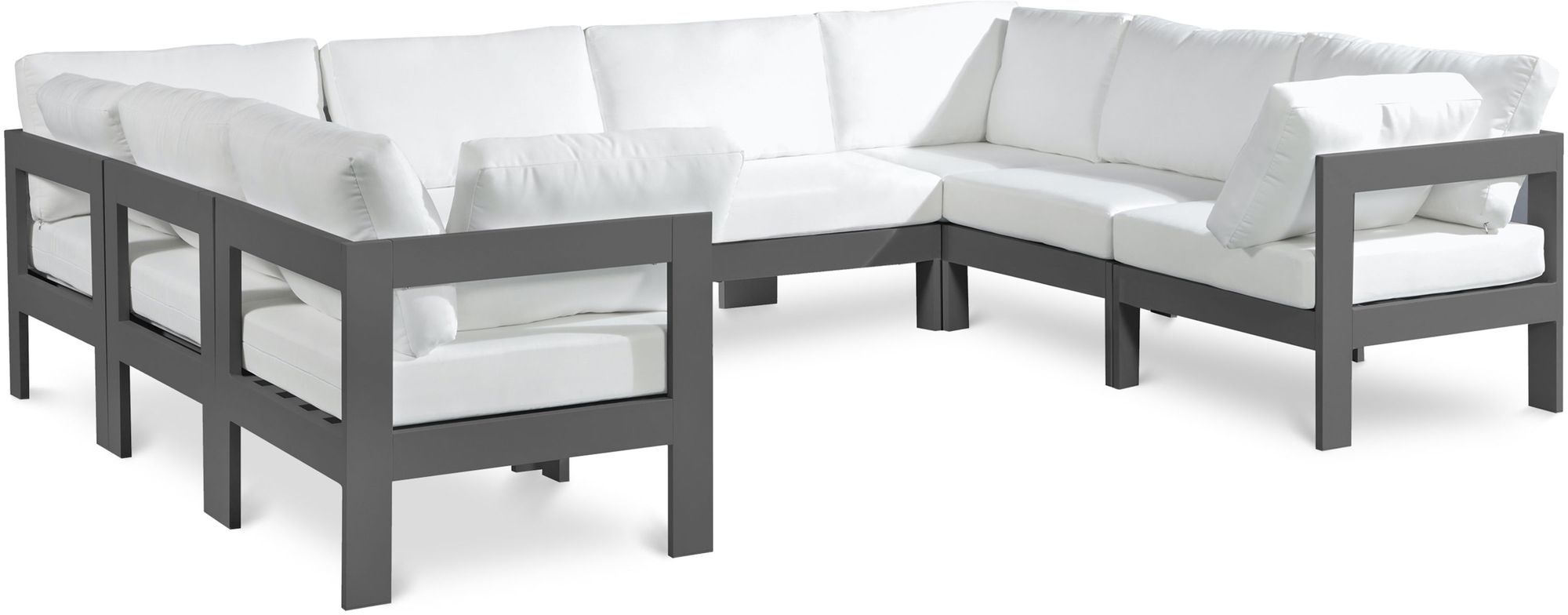 Nizuc 120" 8-Piece Outdoor Patio Waterproof Fabric Modular U-Shape Sectional with Aluminum Frame