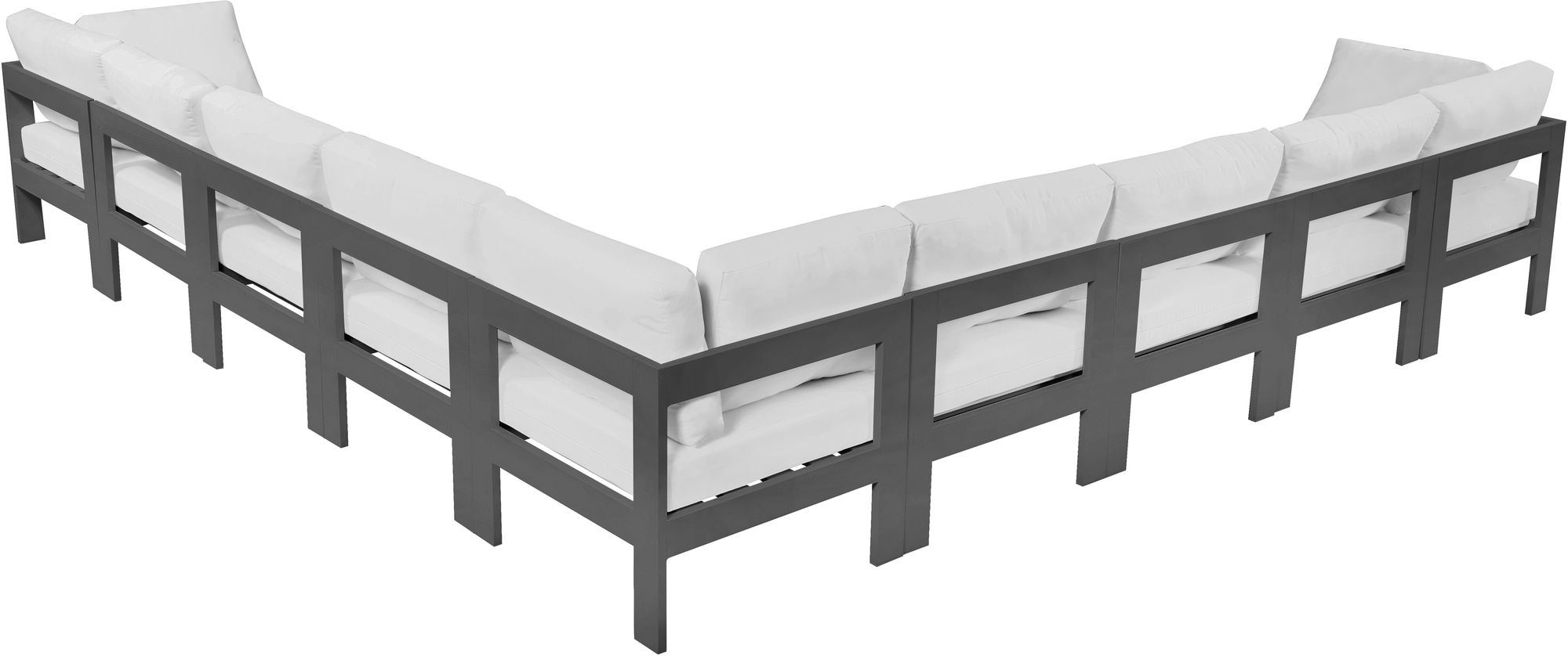 Nizuc 150" 9-Piece Outdoor Patio Waterproof Fabric Modular Sectional with Aluminum Frame