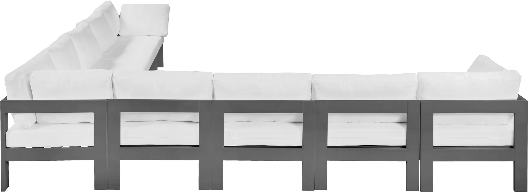 Nizuc 150" 9-Piece Outdoor Patio Waterproof Fabric Modular Sectional with Dark Grey Aluminum Frame