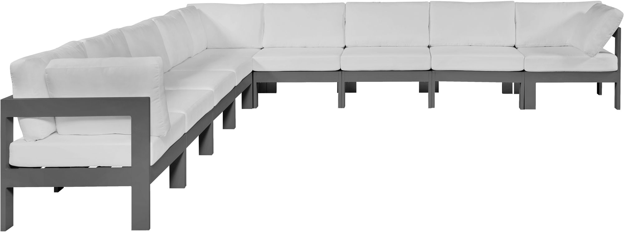 Nizuc 150" 9-Piece Outdoor Patio Waterproof Fabric Modular Sectional with Aluminum Frame