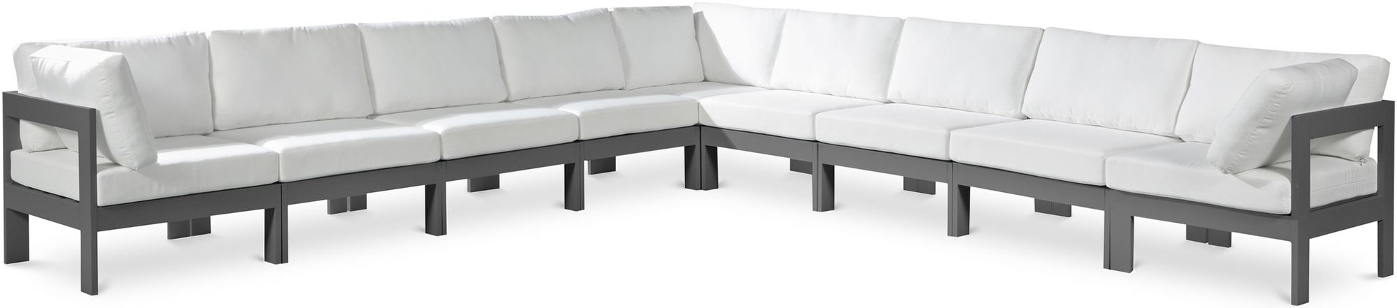 Nizuc 150" 9-Piece Outdoor Patio Waterproof Fabric Modular Sectional with Aluminum Frame