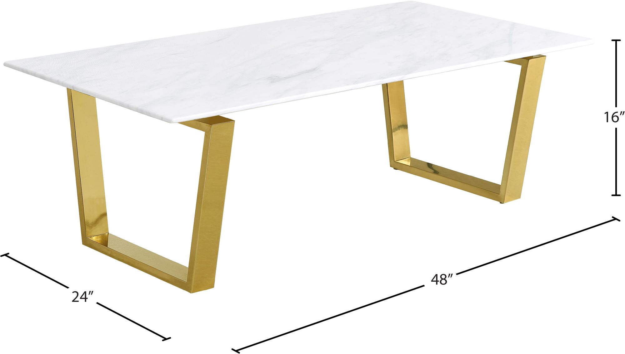 Cameron 48" Rectangular Genuine Stone Coffee Table with Gold Stainless Steel Base