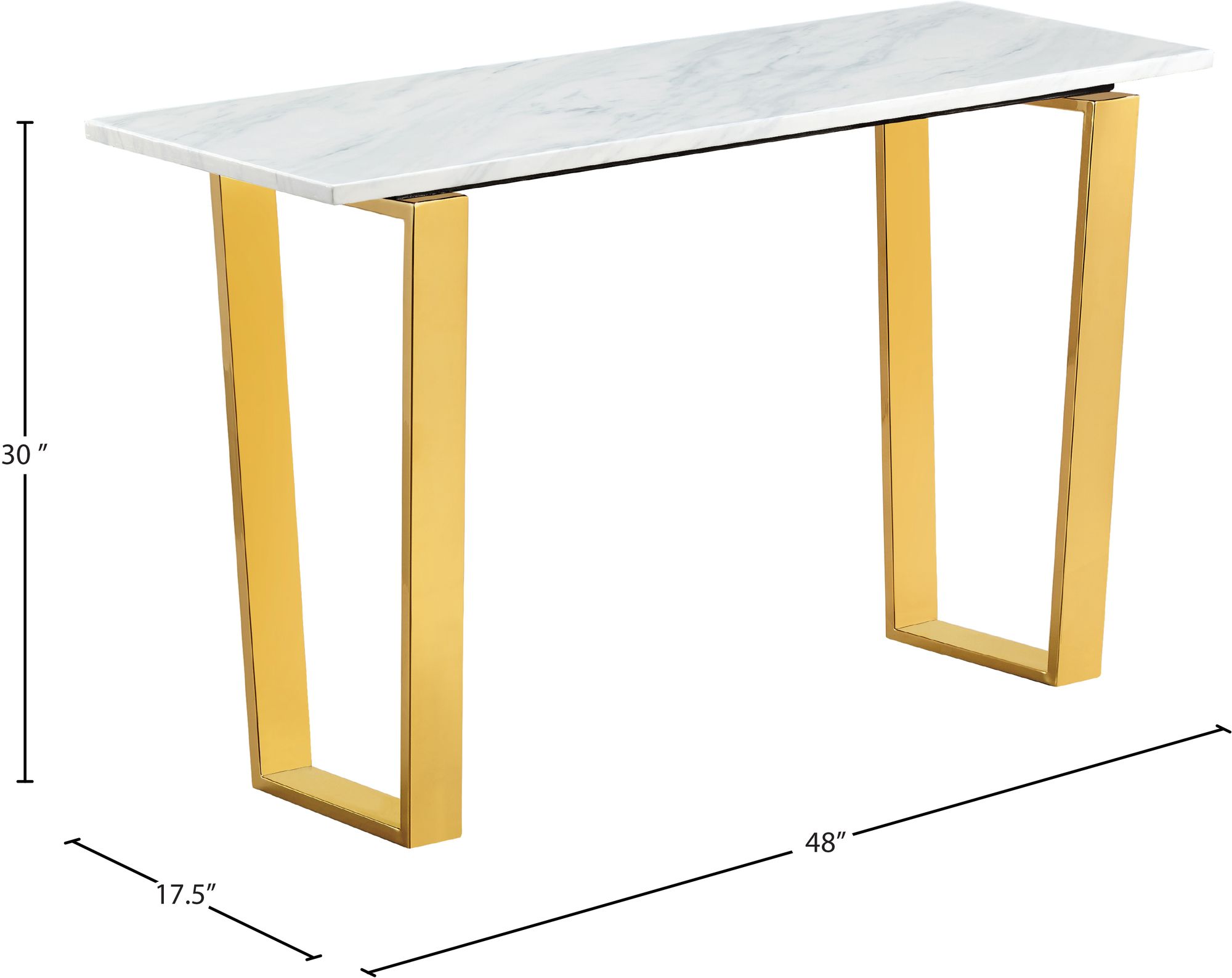 Cameron 48" Rectangular Genuine Stone Console Table with Gold Stainless Steel Base