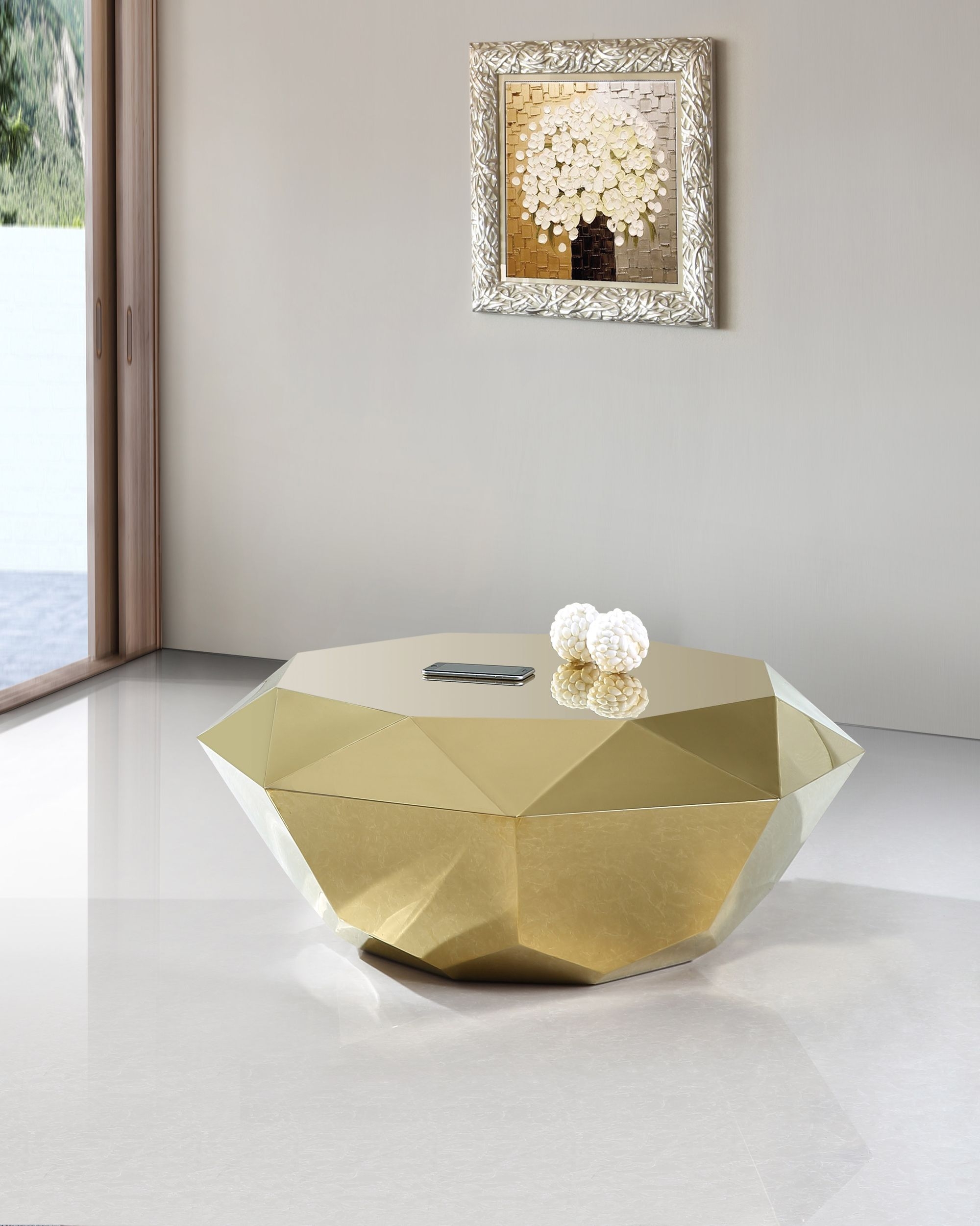Gemma 39" Diamond Steel Coffee Table