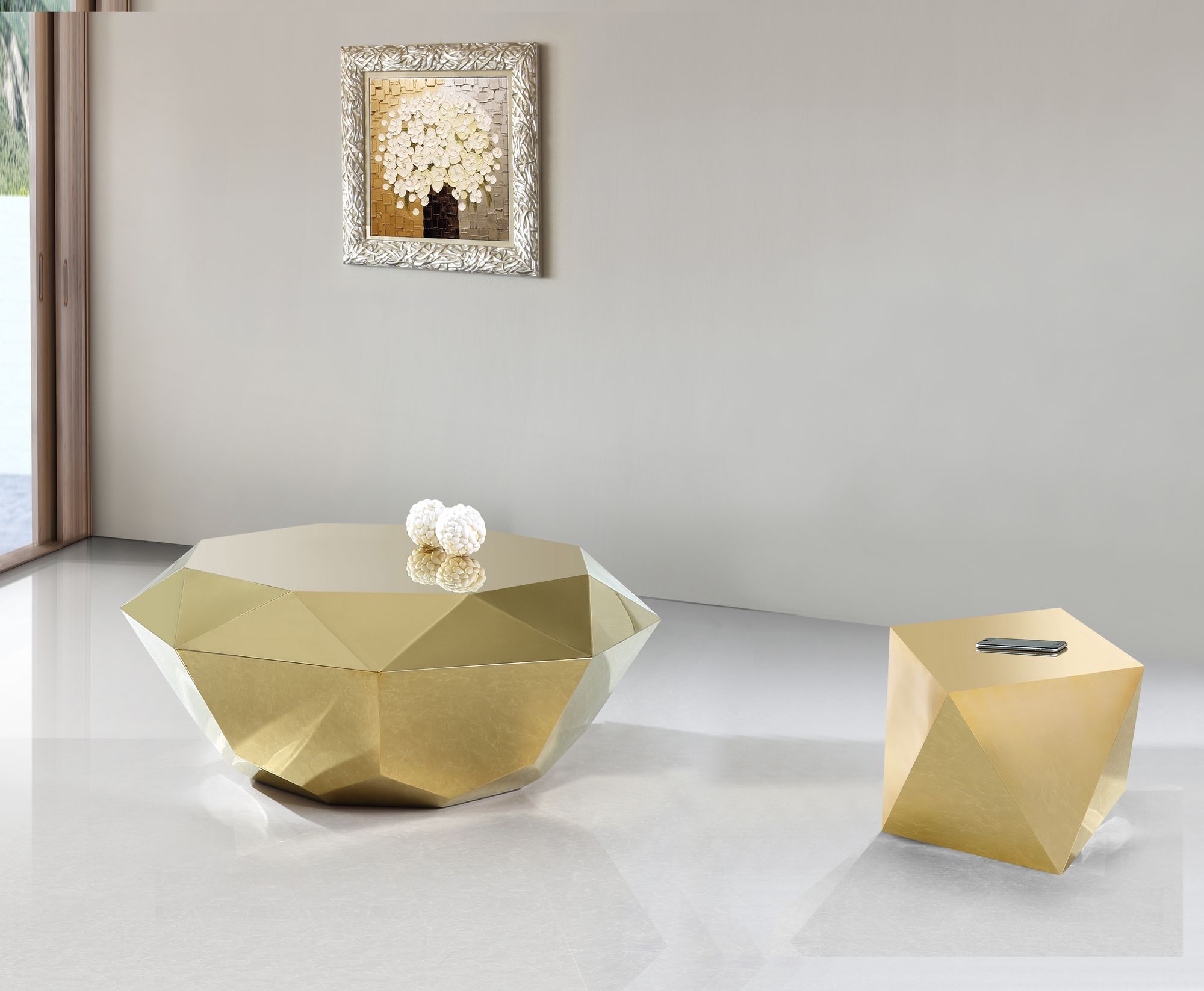 Gemma 39" Diamond Steel Coffee Table