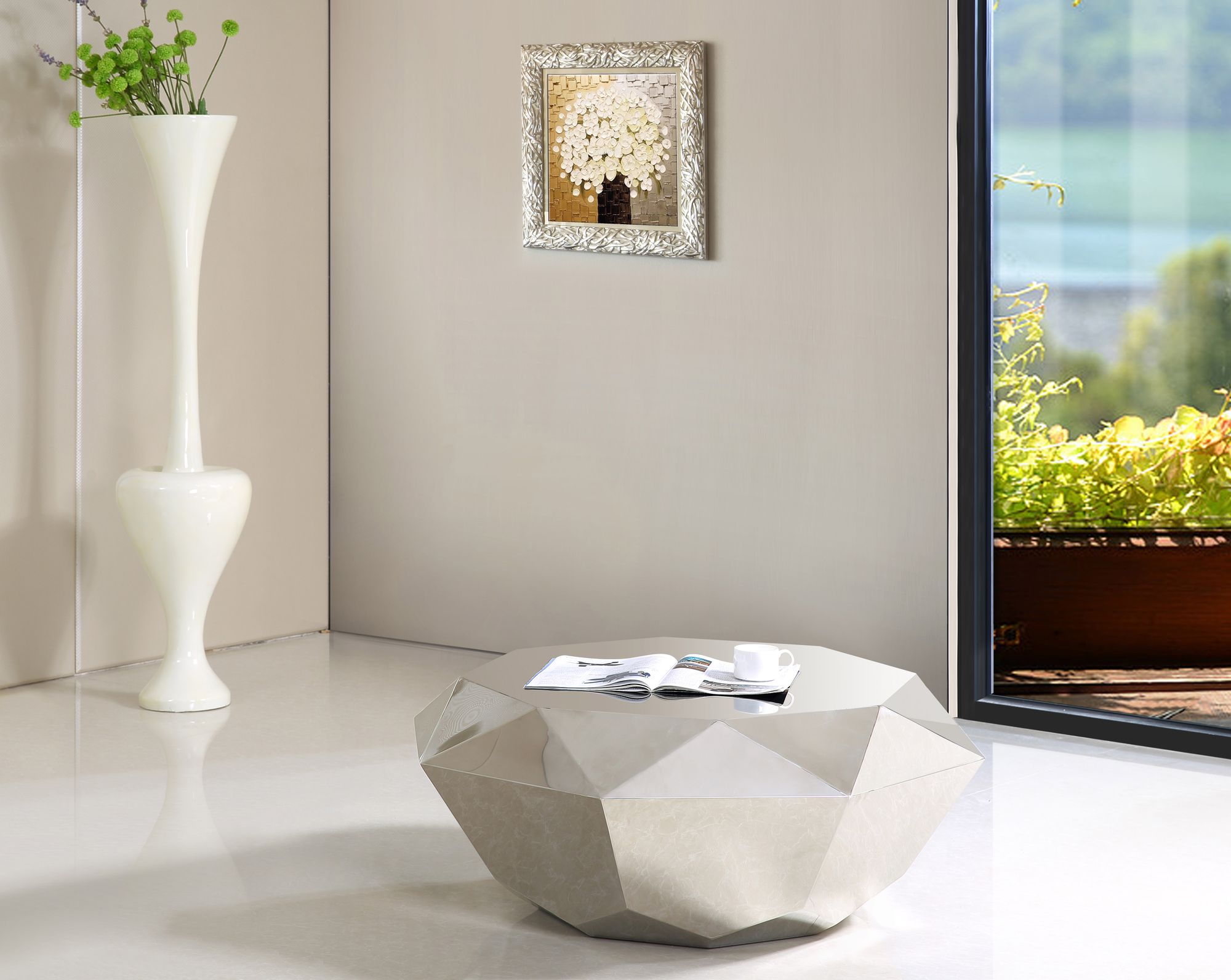 Gemma 39" Diamond Steel Coffee Table