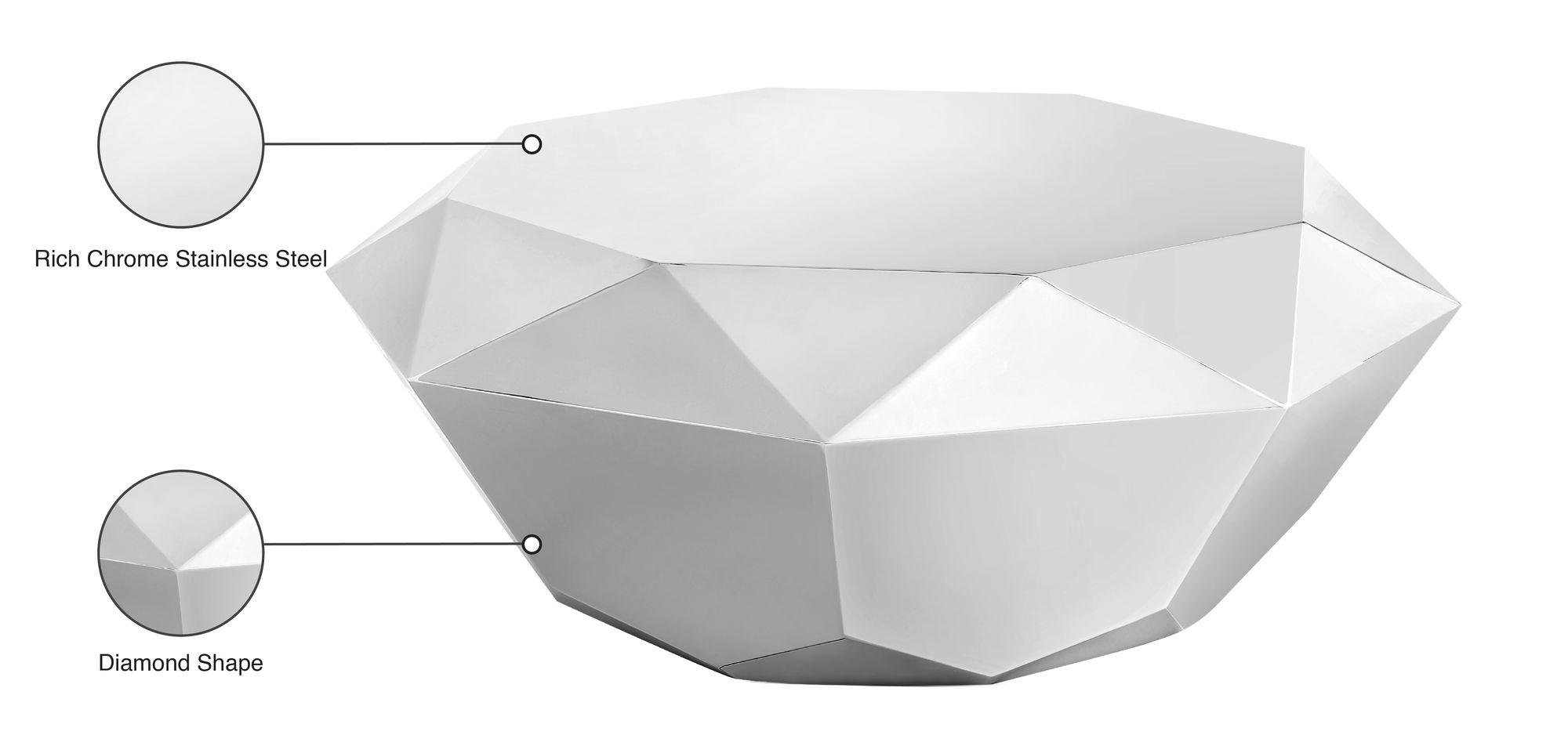 Gemma 39" Diamond Steel Coffee Table