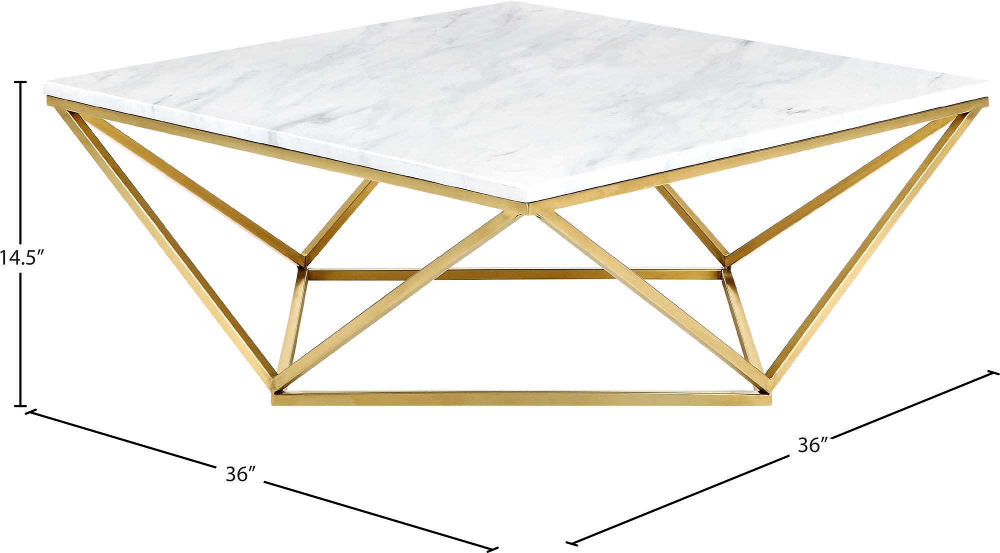 Mason 36" Square Stone Coffee Table with Gold Stainless Steel Base