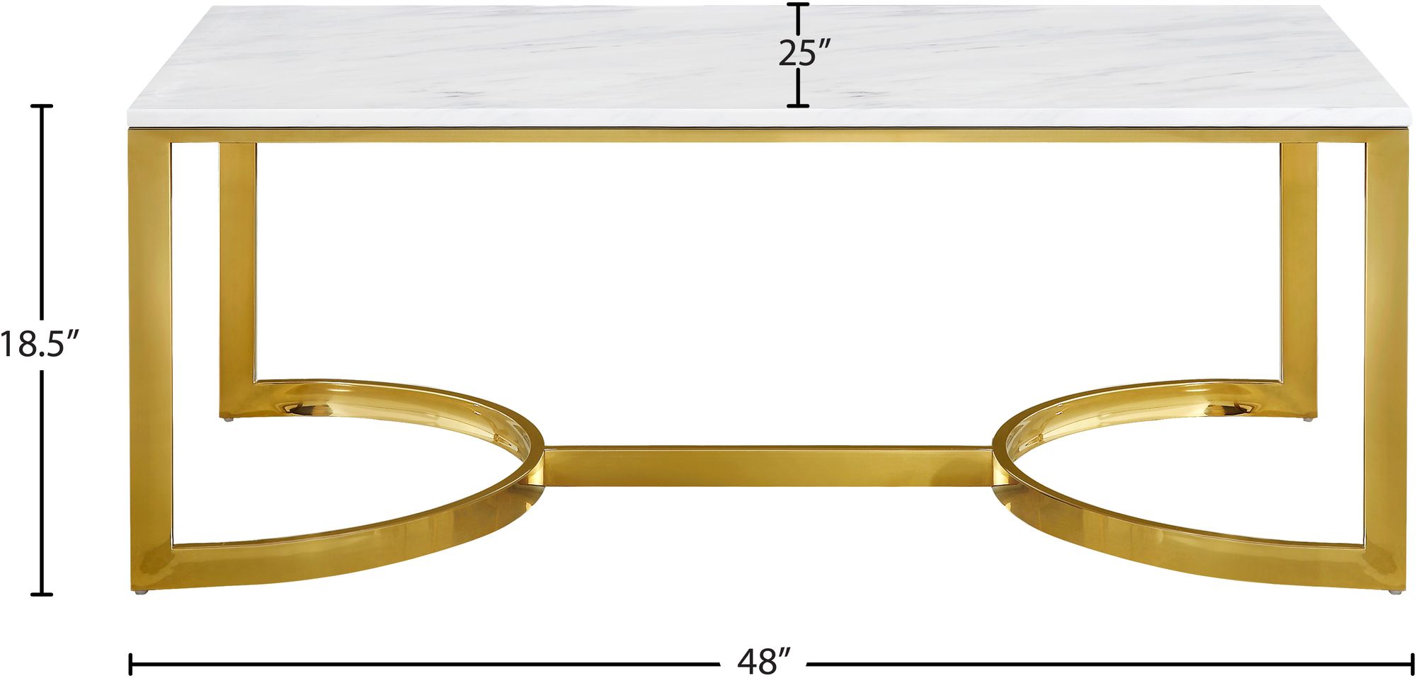 London 48" Rectangular Stone Coffee Table with Gold Stainless Steel Base