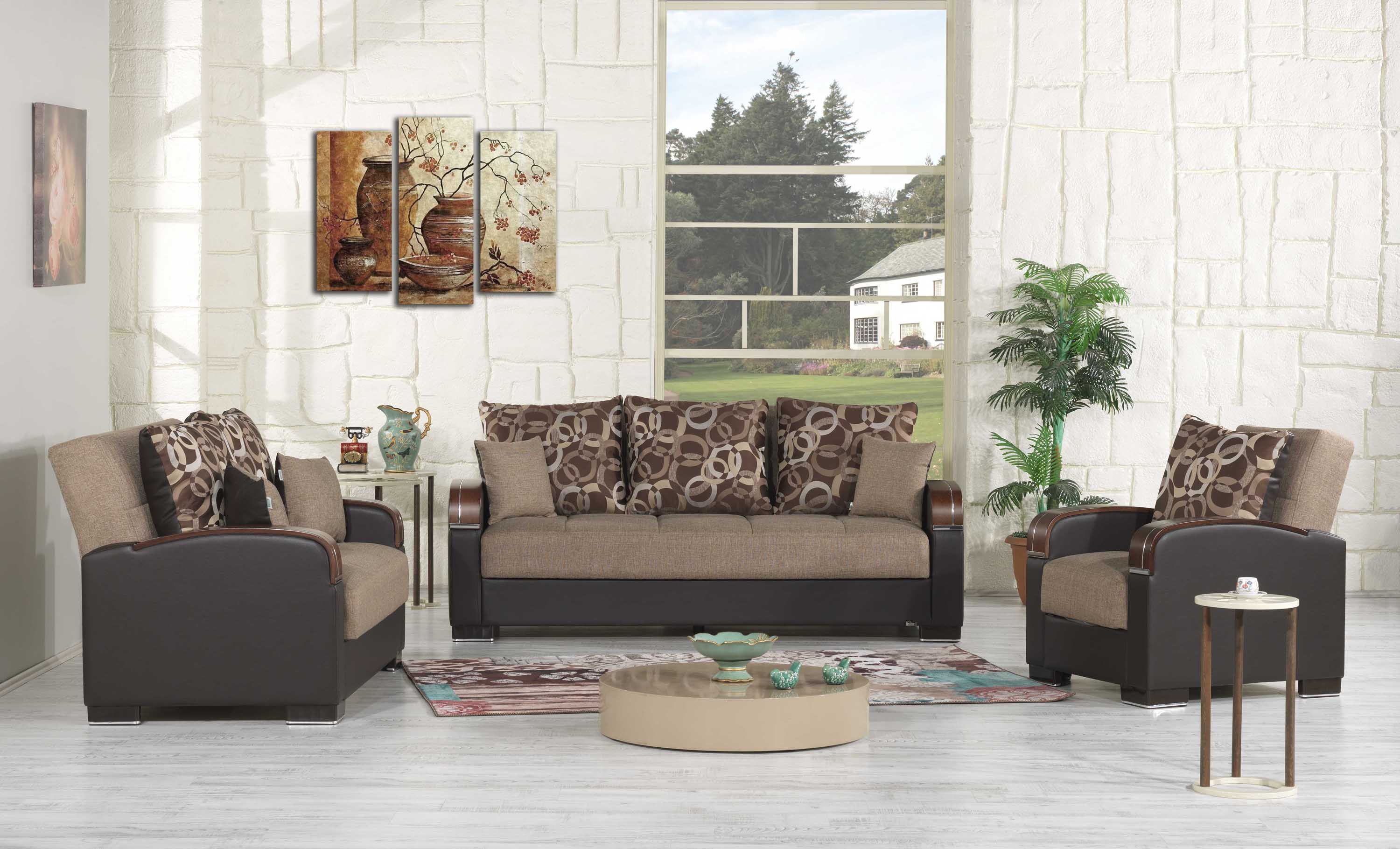 Mobimax PU/Fabric Convertible Living Room Set
