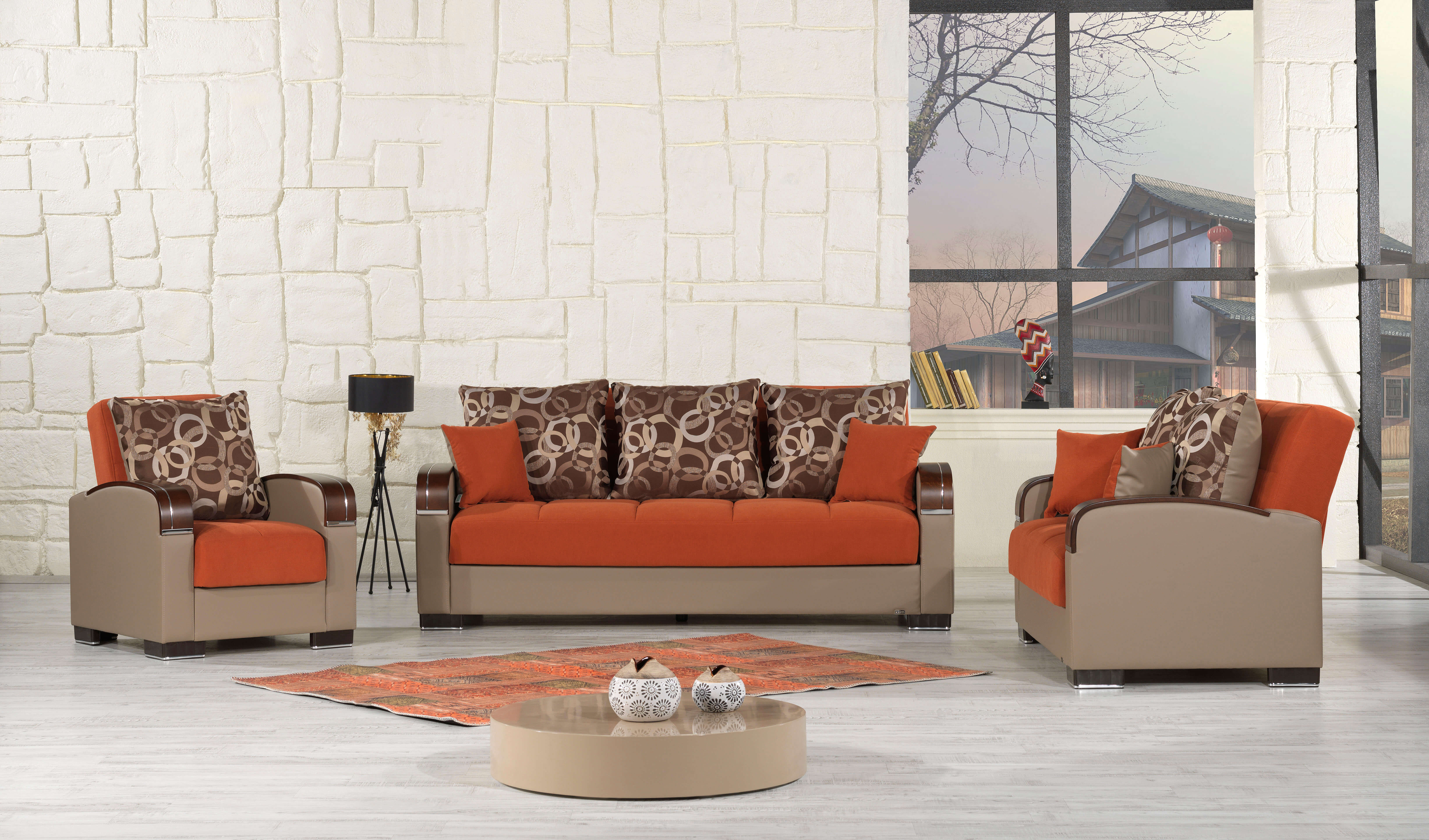Mobimax PU/Fabric Convertible Living Room Set