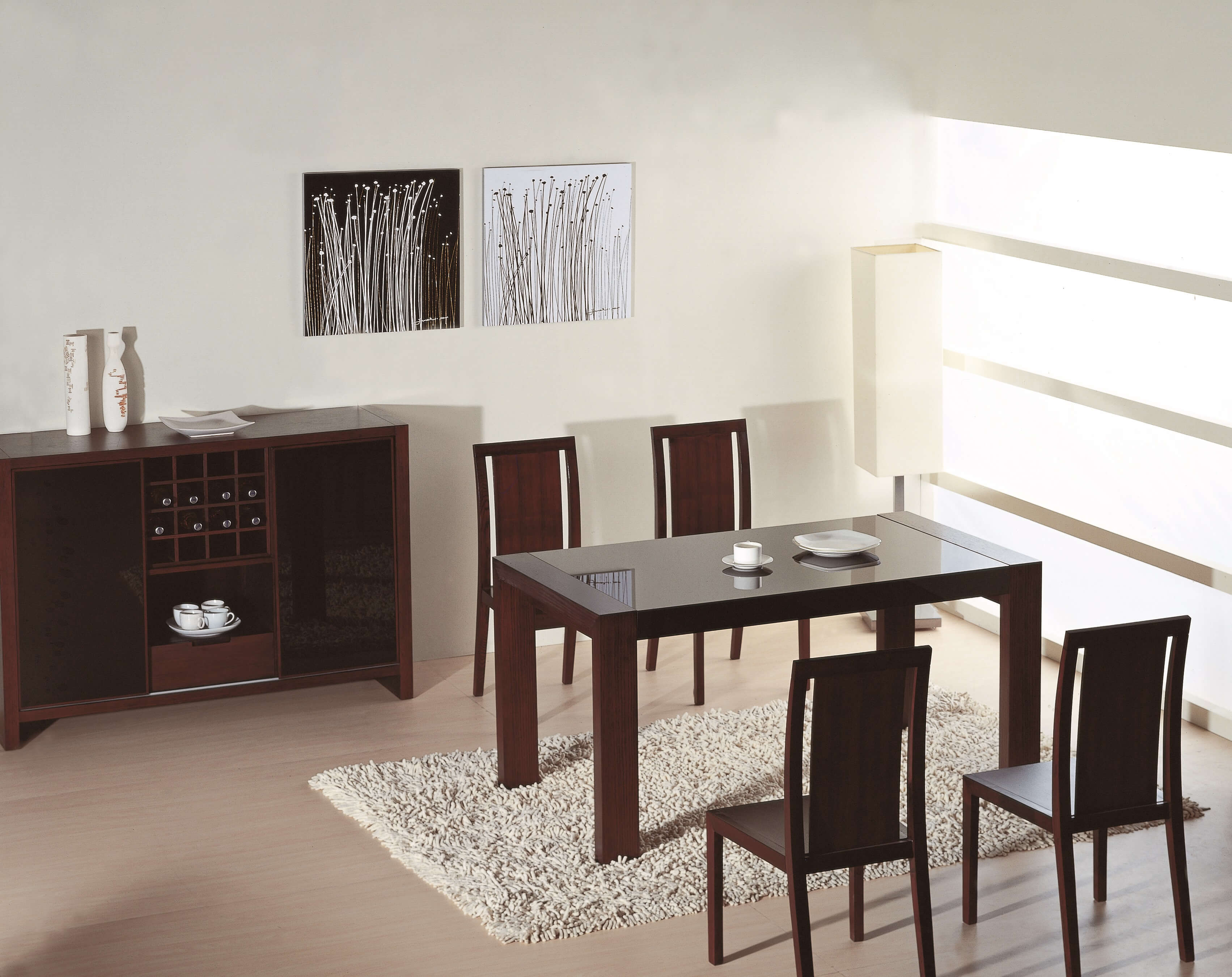 Reflex Glass/Wood Dining Set