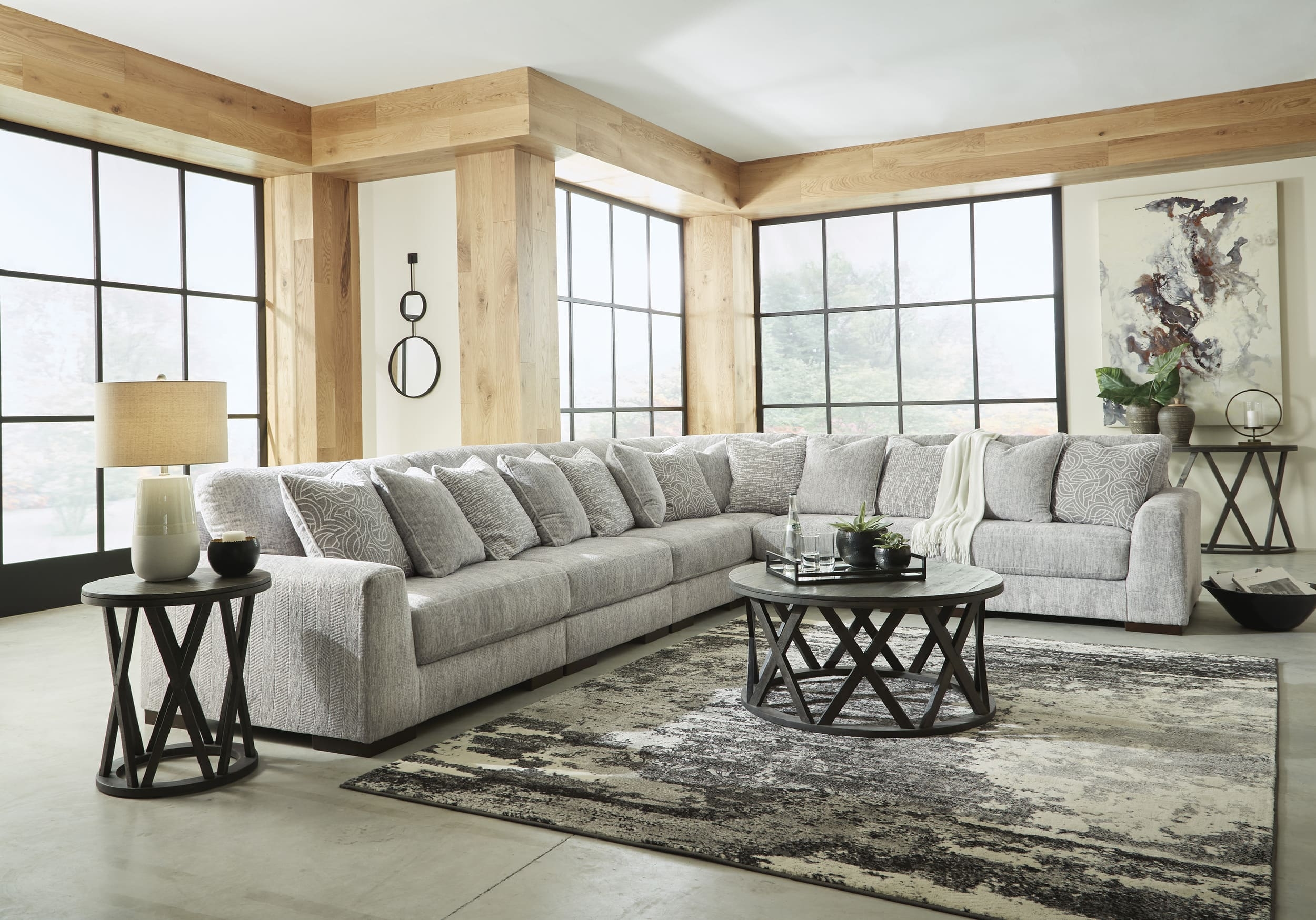 Regent Park 6-Piece Polyester L-Shaped Sectional Sofa