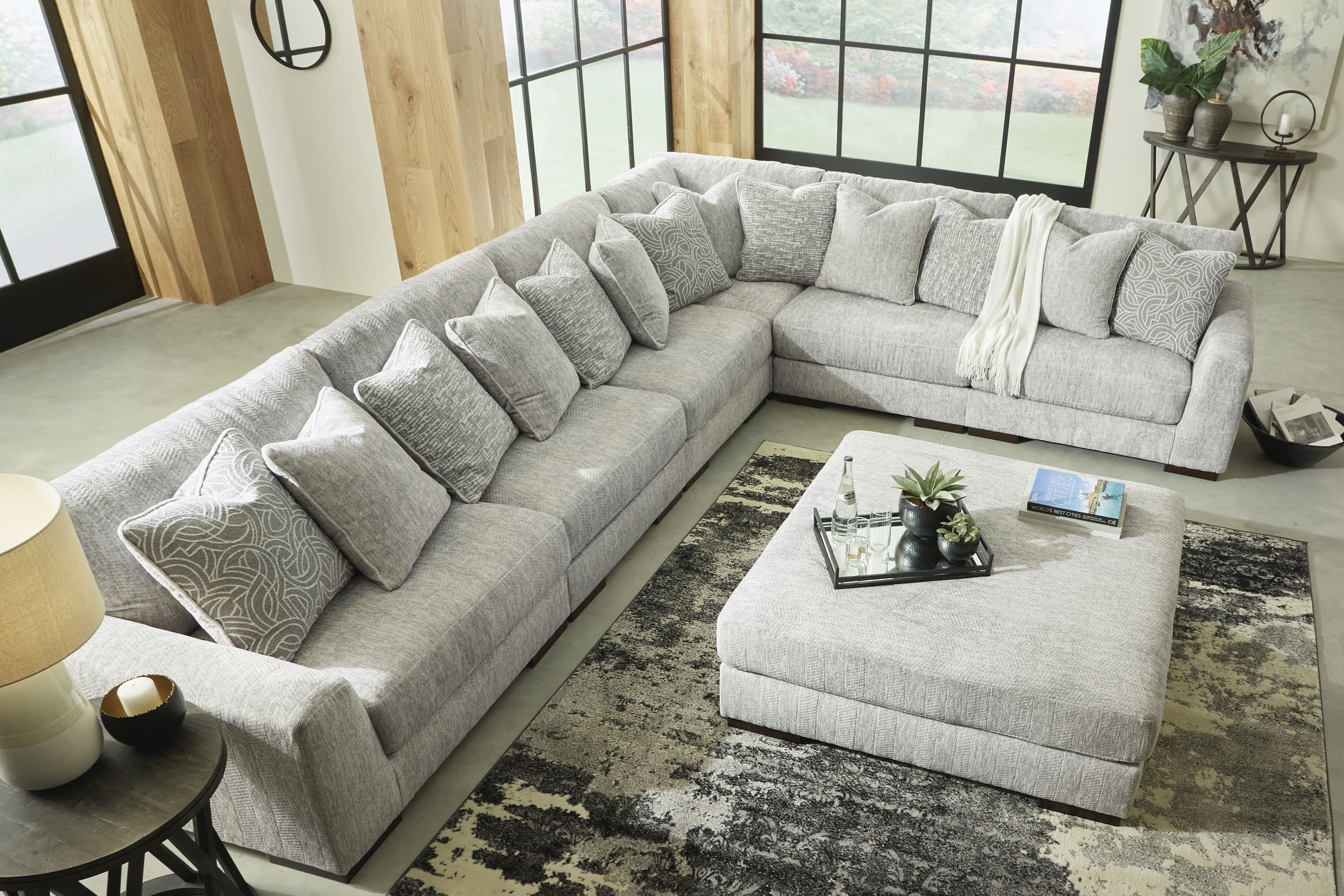 Regent Park 6-Piece Polyester L-Shaped Sectional Sofa