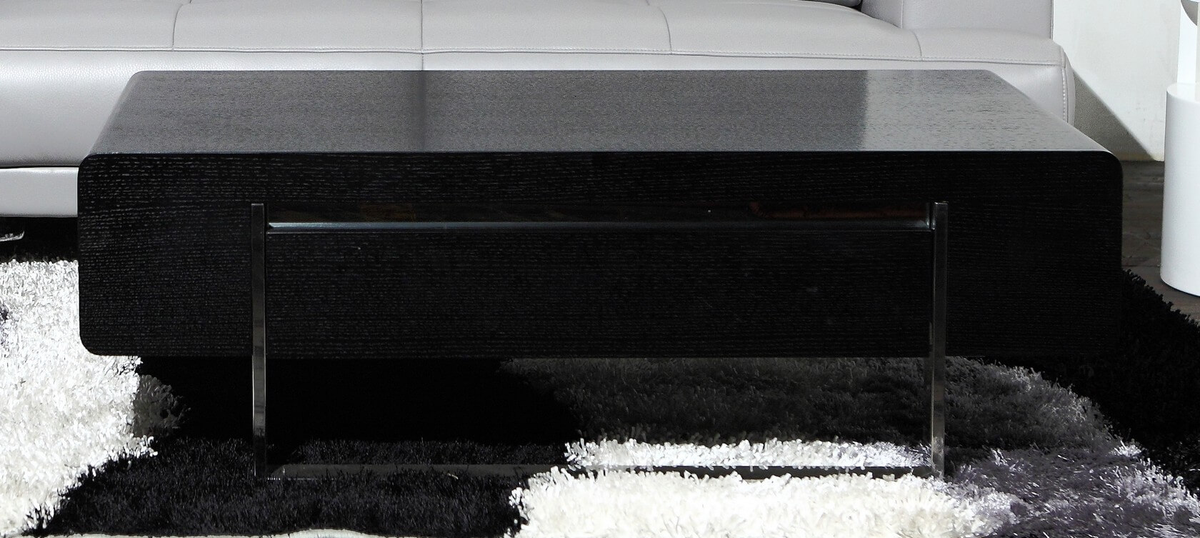 Drone Veneer Coffee Table w/Storage Drawer, Black Oak by Beverly Hills Furniture
