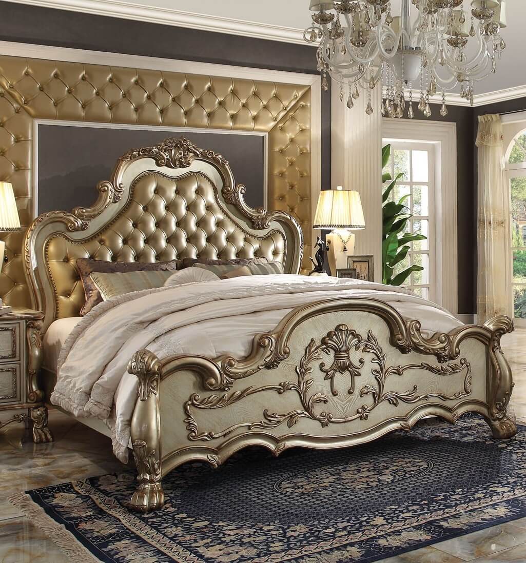 Dresden Queen Size Bed, Gold Patina by Acme Furniture