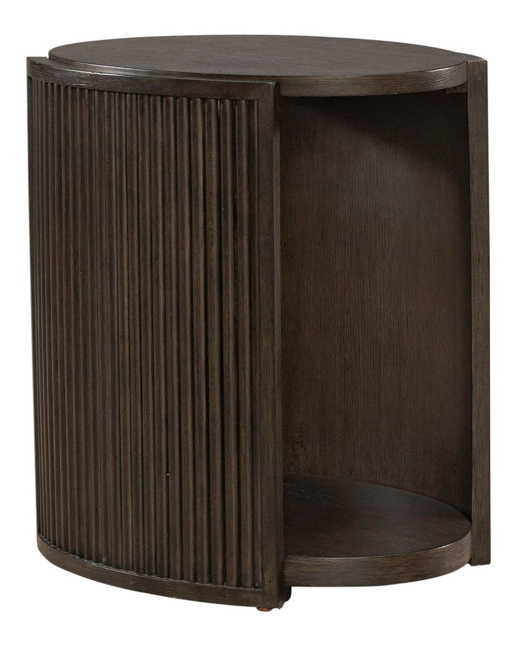 City View Oval Wood Storage Chairside Table