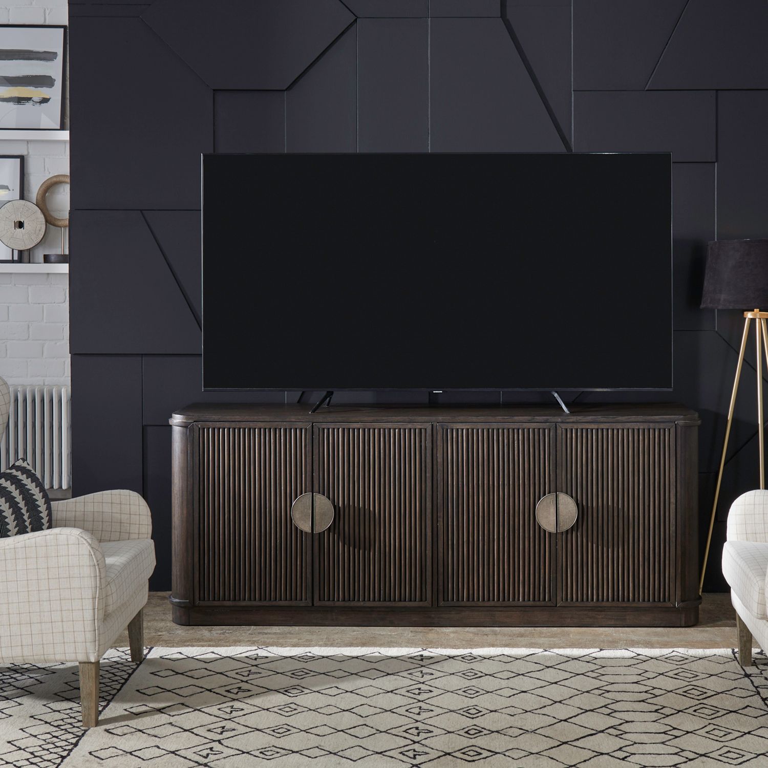 City View Wood 82-Inch TV Console w/4 Doors