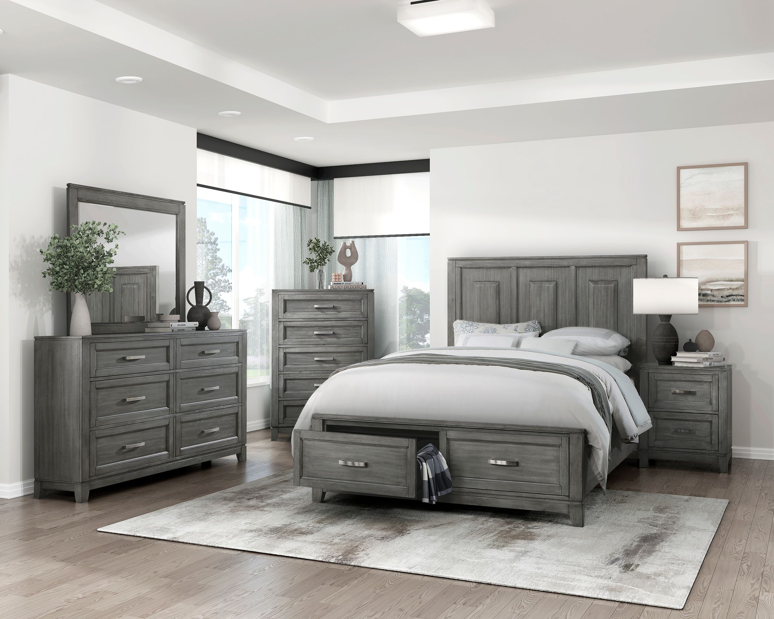 Garretson Wood/Wood Veneer Storage Platform Bedroom Set