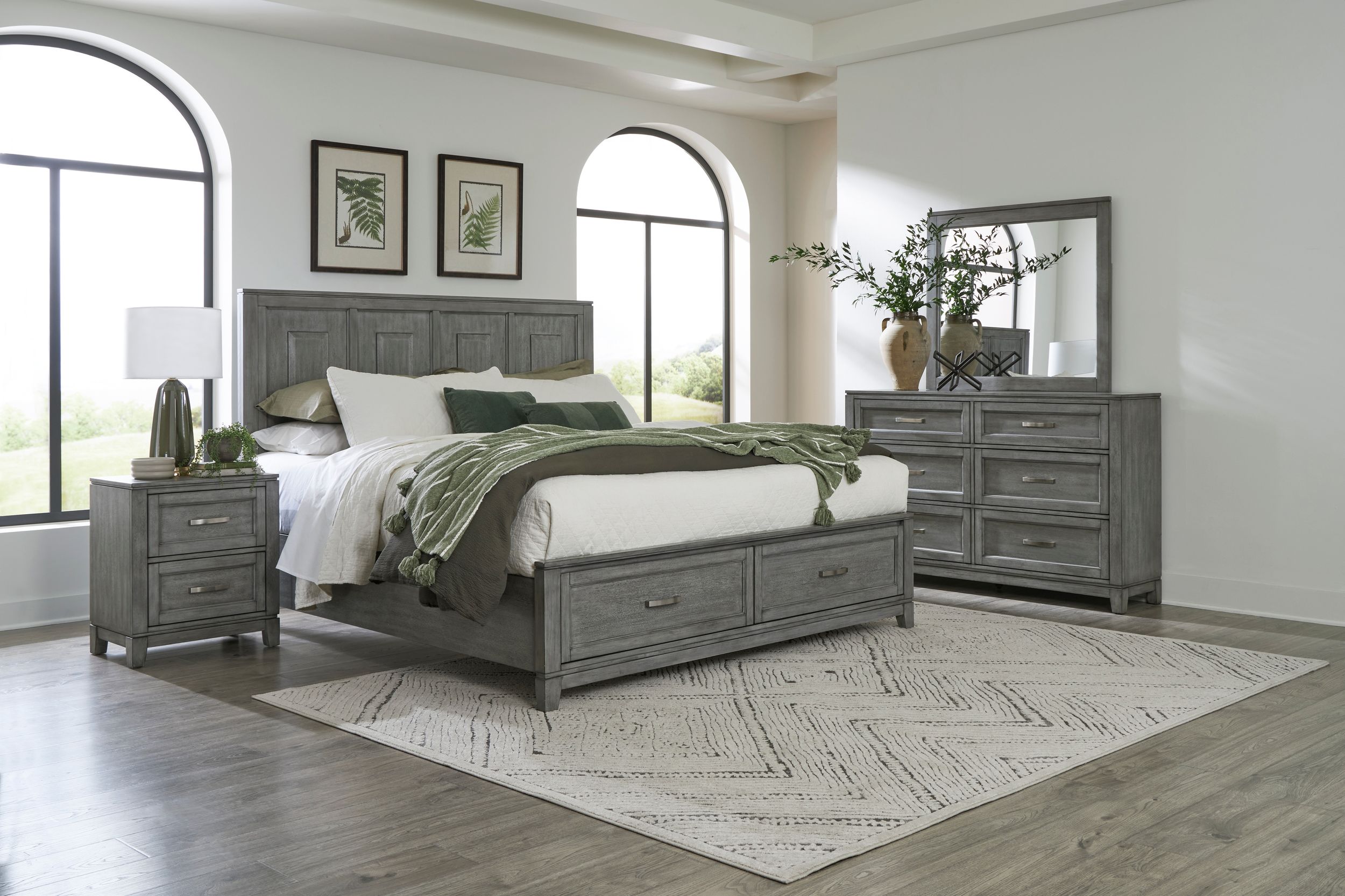 Garretson Wood/Wood Veneer Storage Platform Bedroom Set