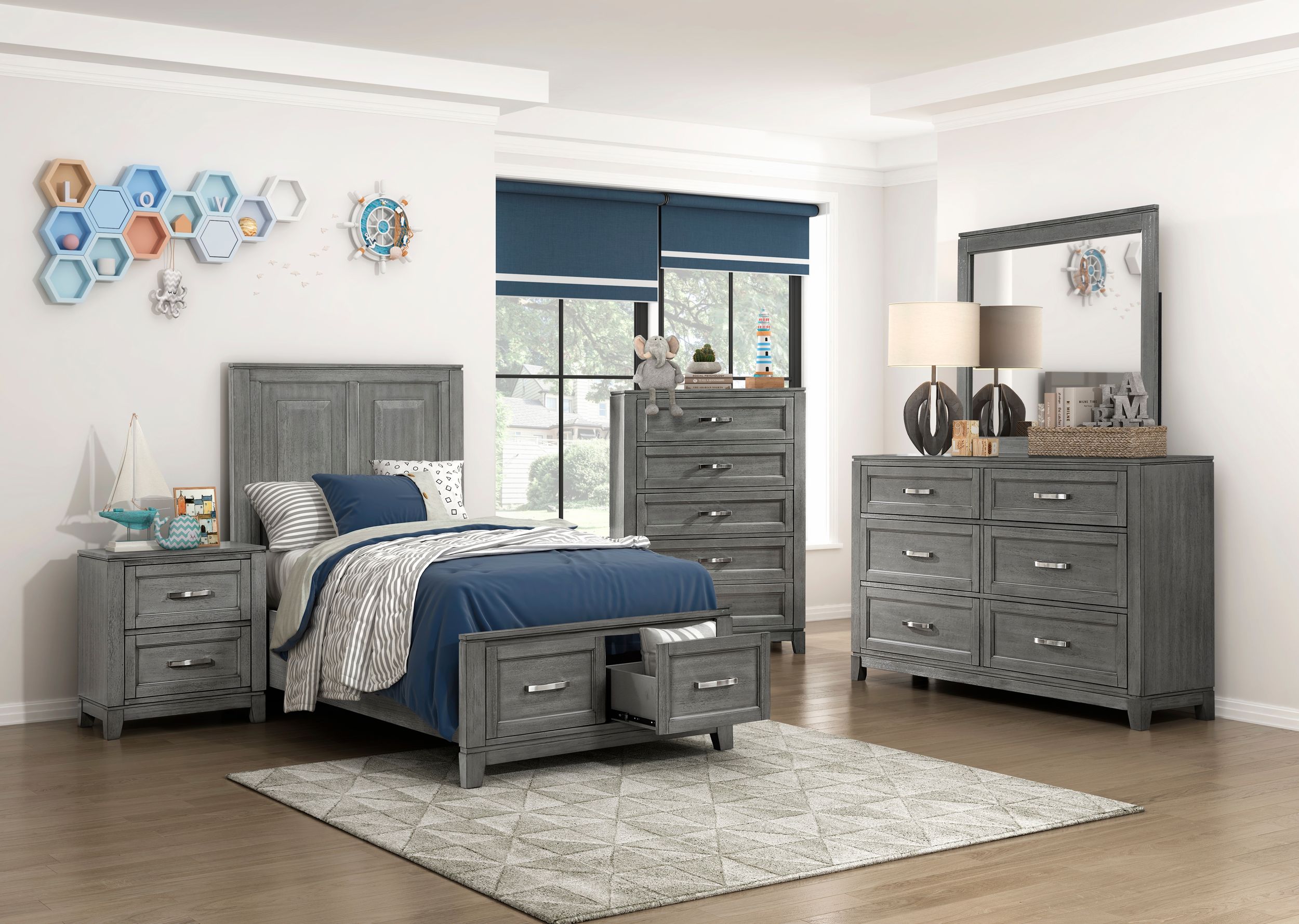 Garretson Wood/Wood Veneer Storage Platform Bedroom Set