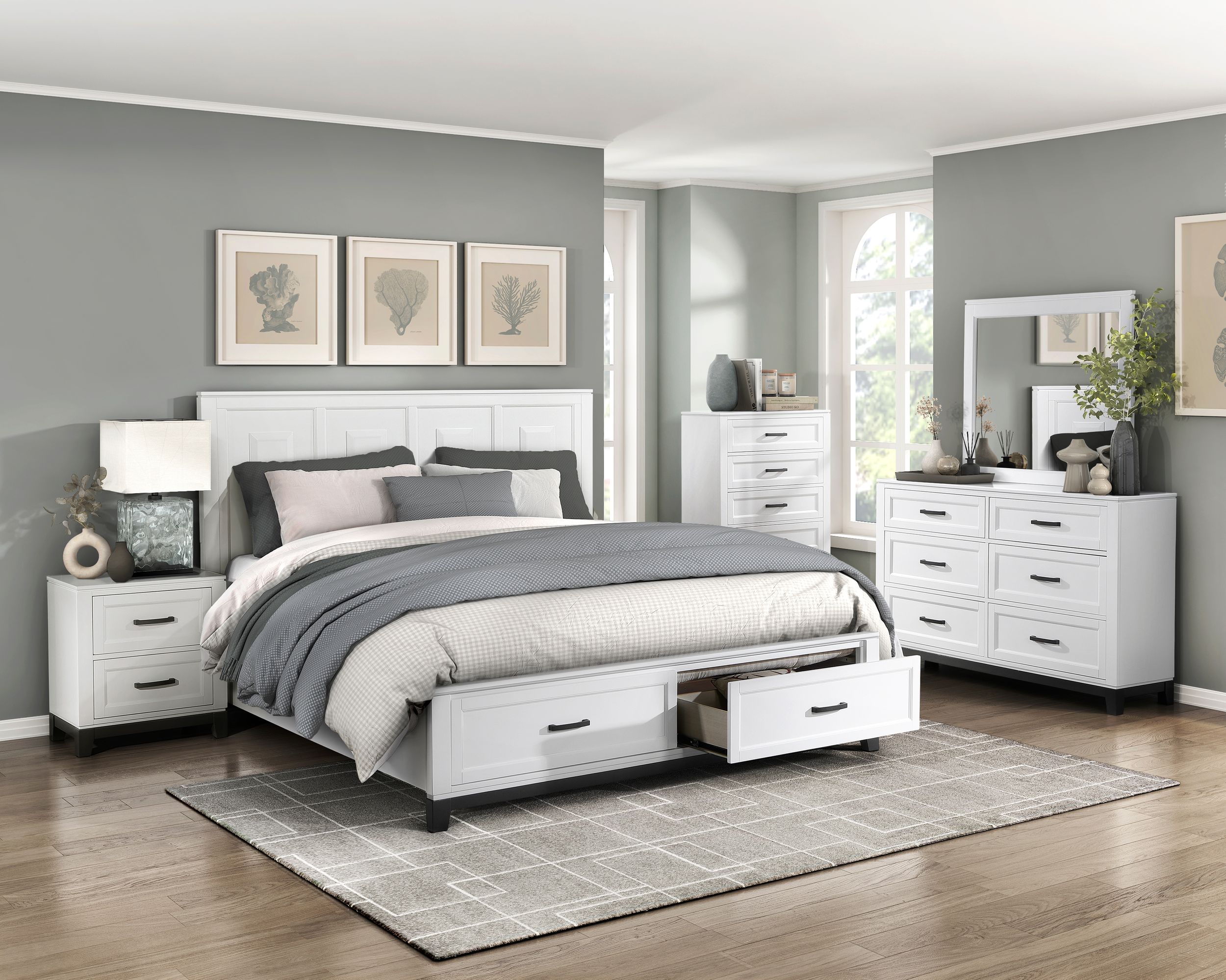 Garretson Wood/Wood Veneer Storage Platform Bedroom Set