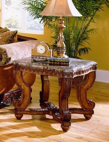 Tarantula Marble End Table by Homelegance