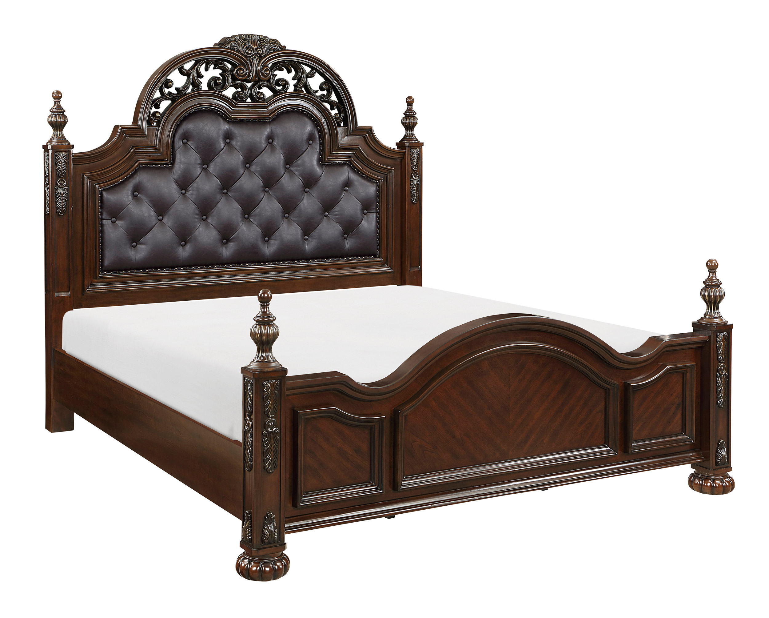 Adelina Faux Leather/Wood/Wood Veneer Panel Bed