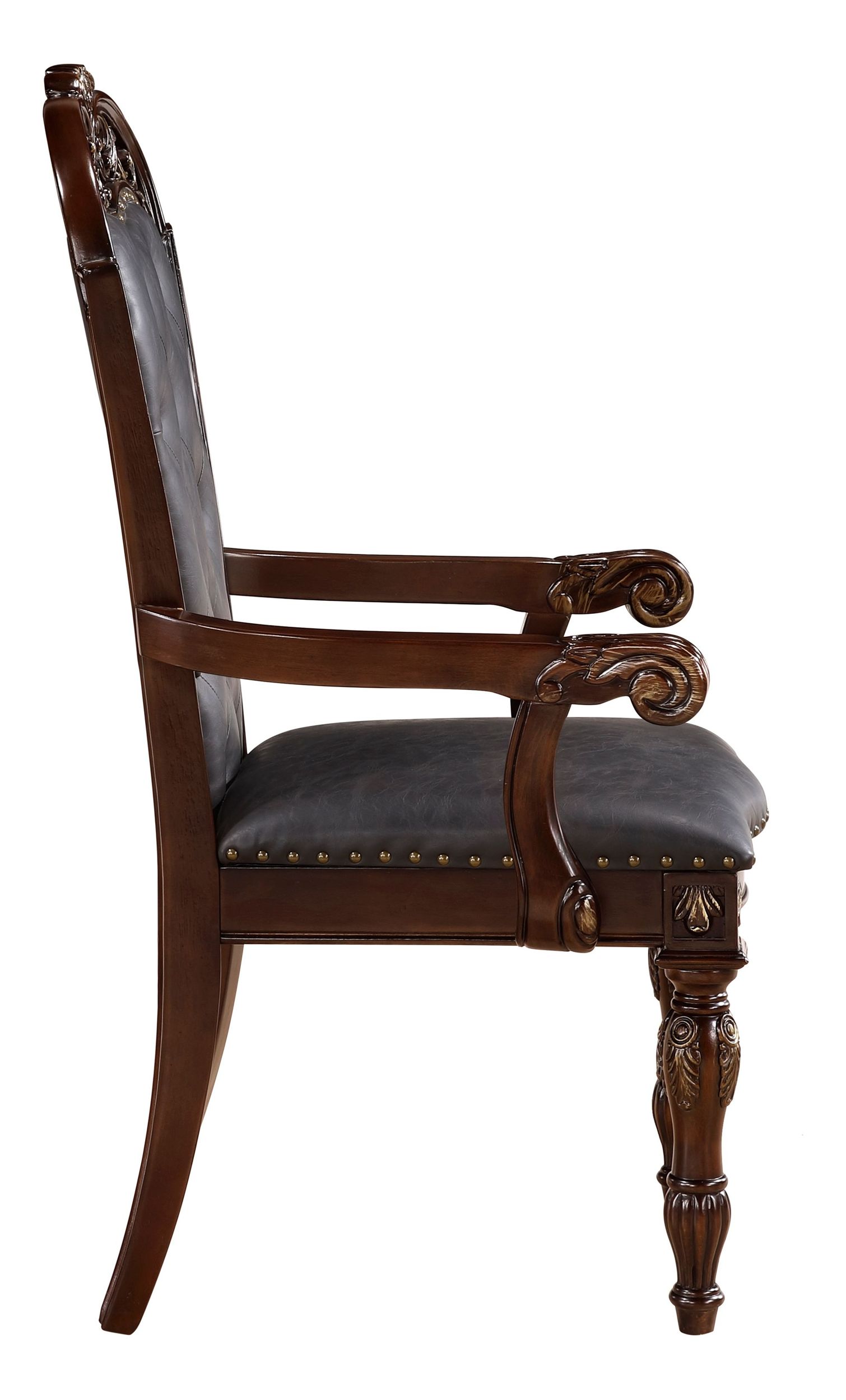 Adelina Faux Leather/Wood Arm Chair