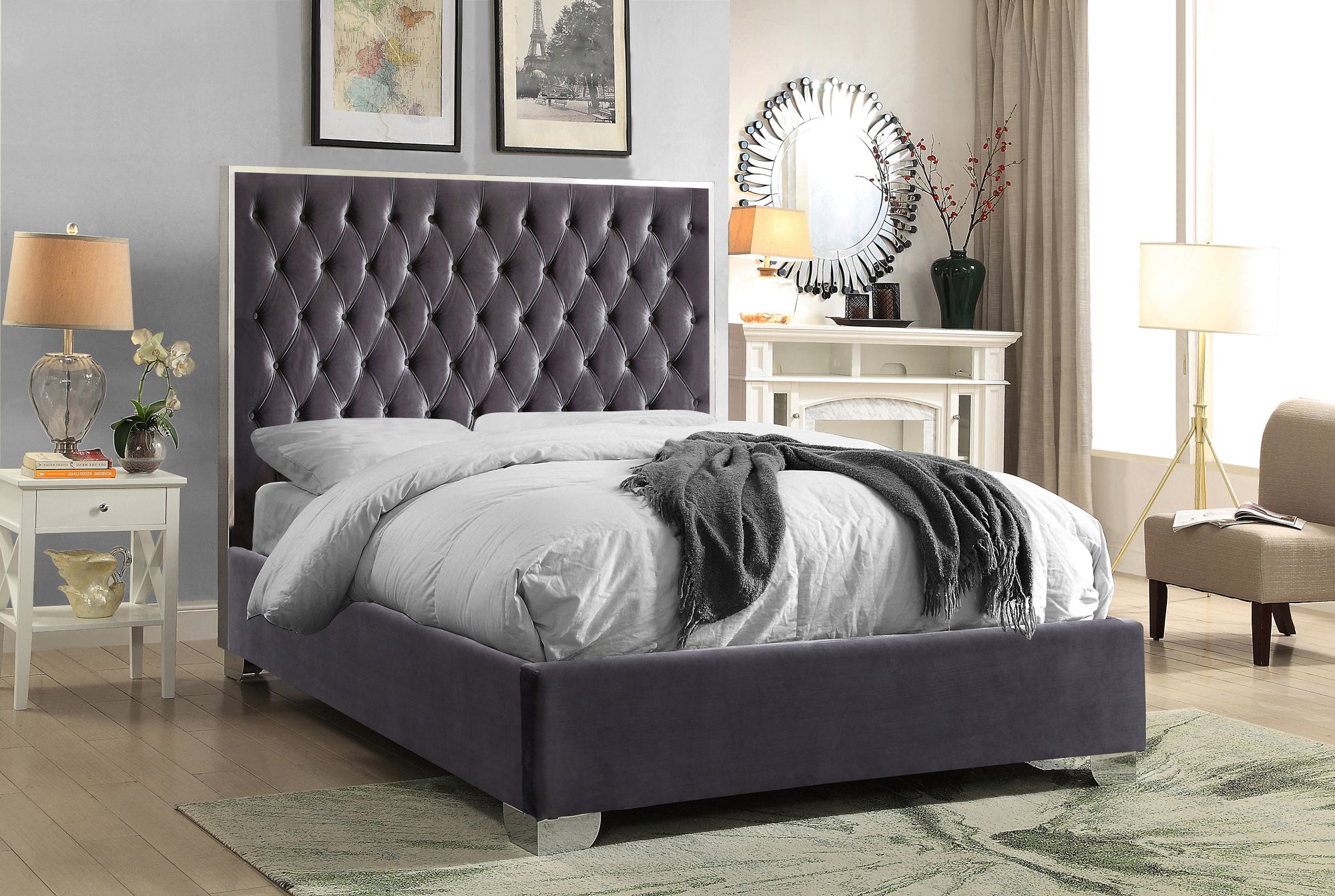 Lexi Velvet Queen Size Bed