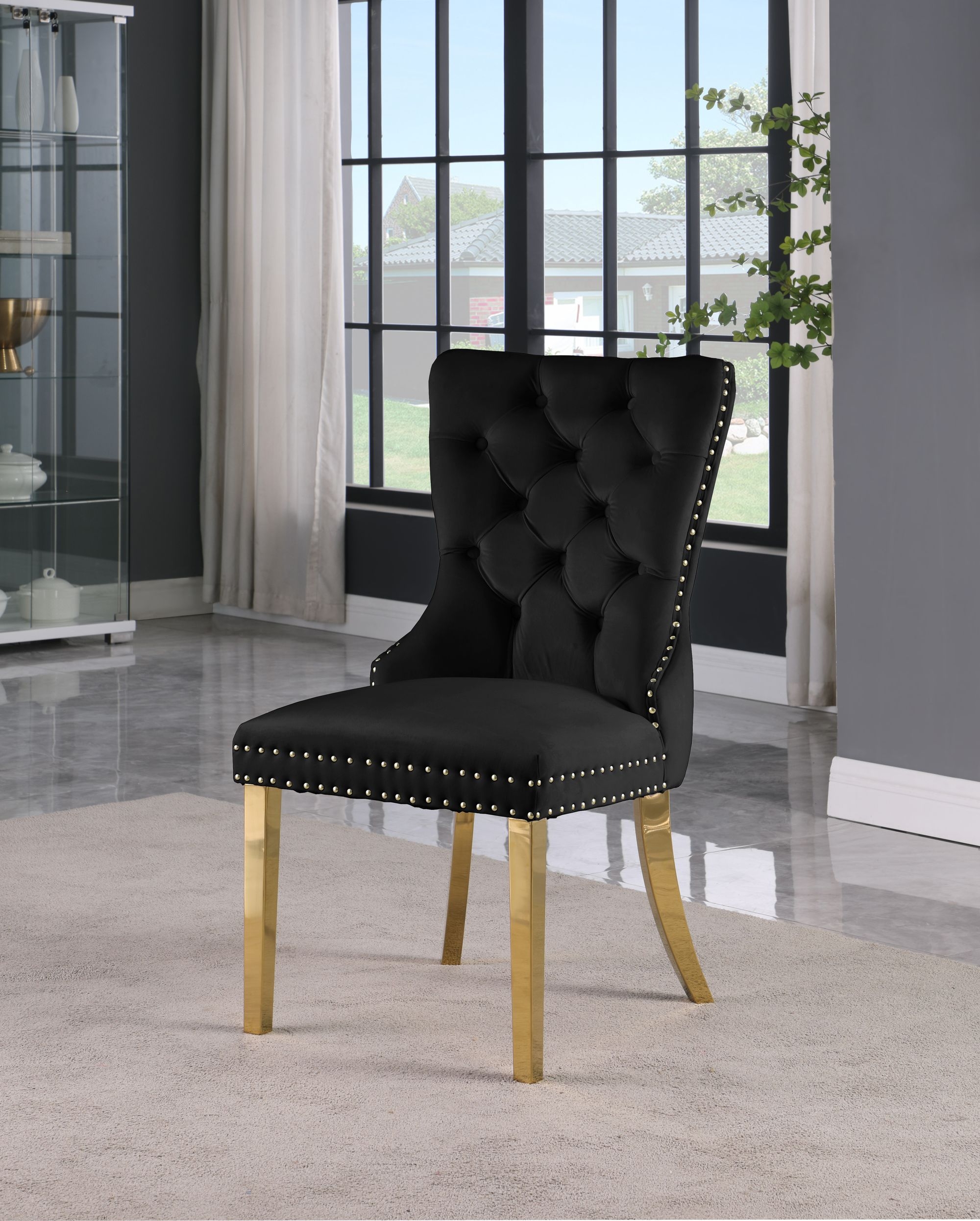 Carmen Velvet Dining Chair with Metal Legs