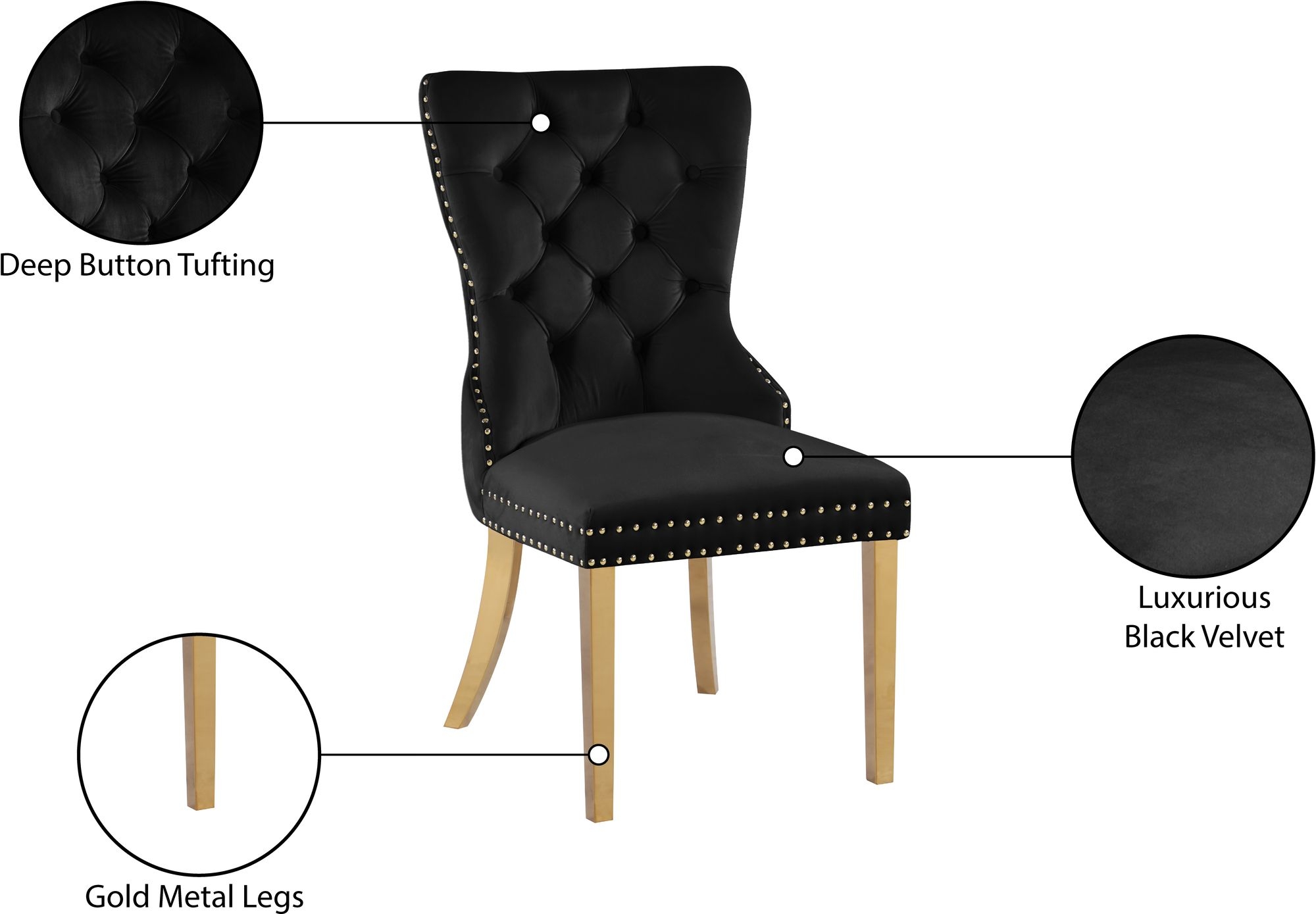 Carmen Velvet Dining Chair with Metal Legs