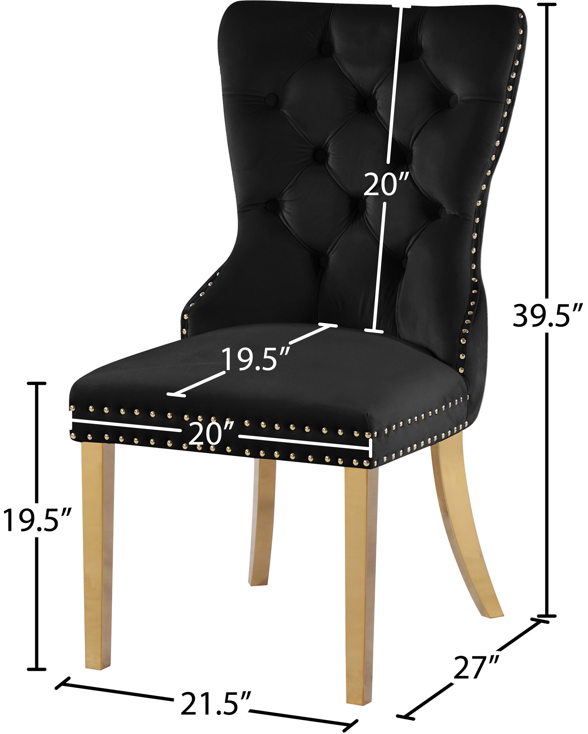 Carmen Velvet Dining Chair with Metal Legs