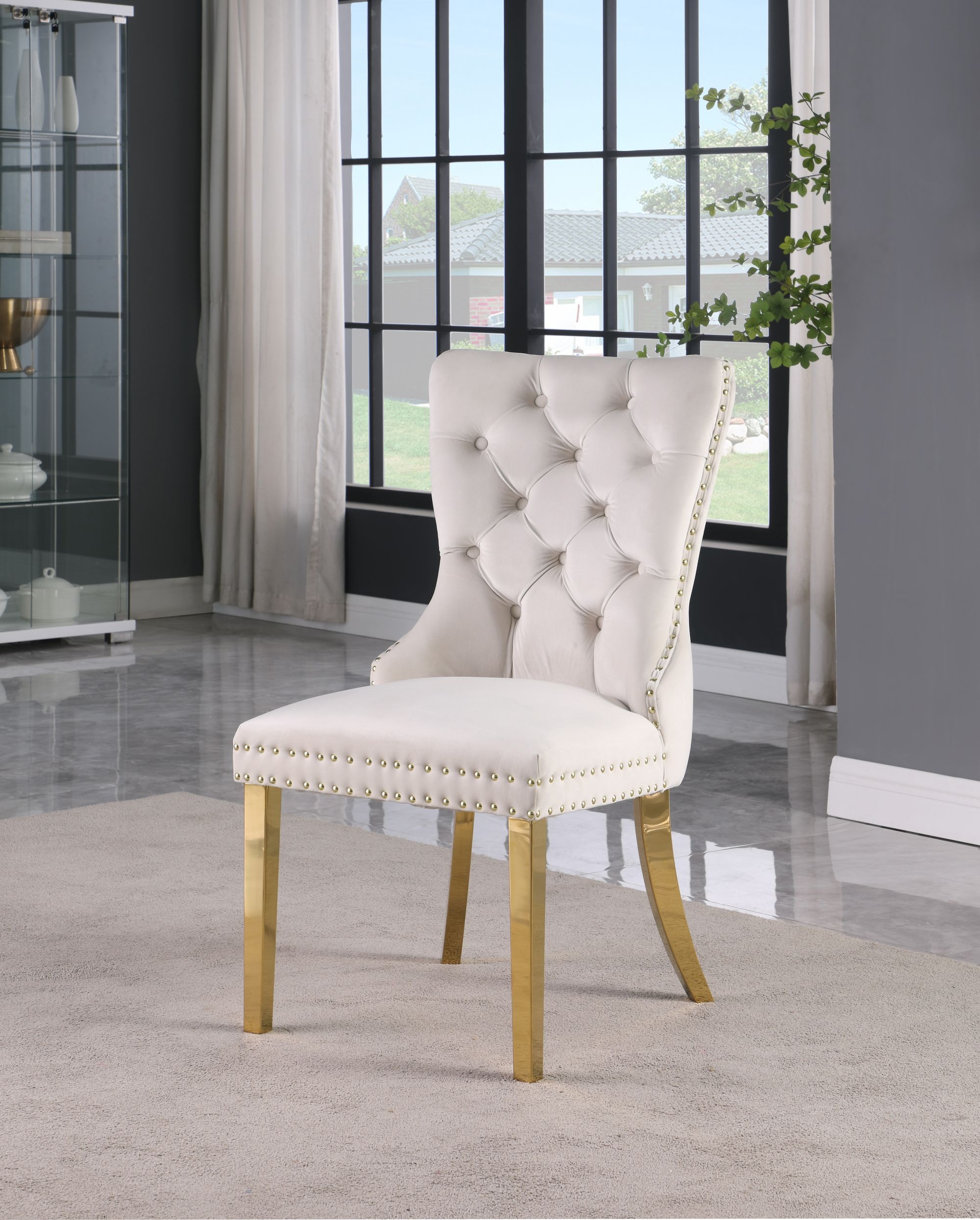 Carmen Velvet Dining Chair with Metal Legs