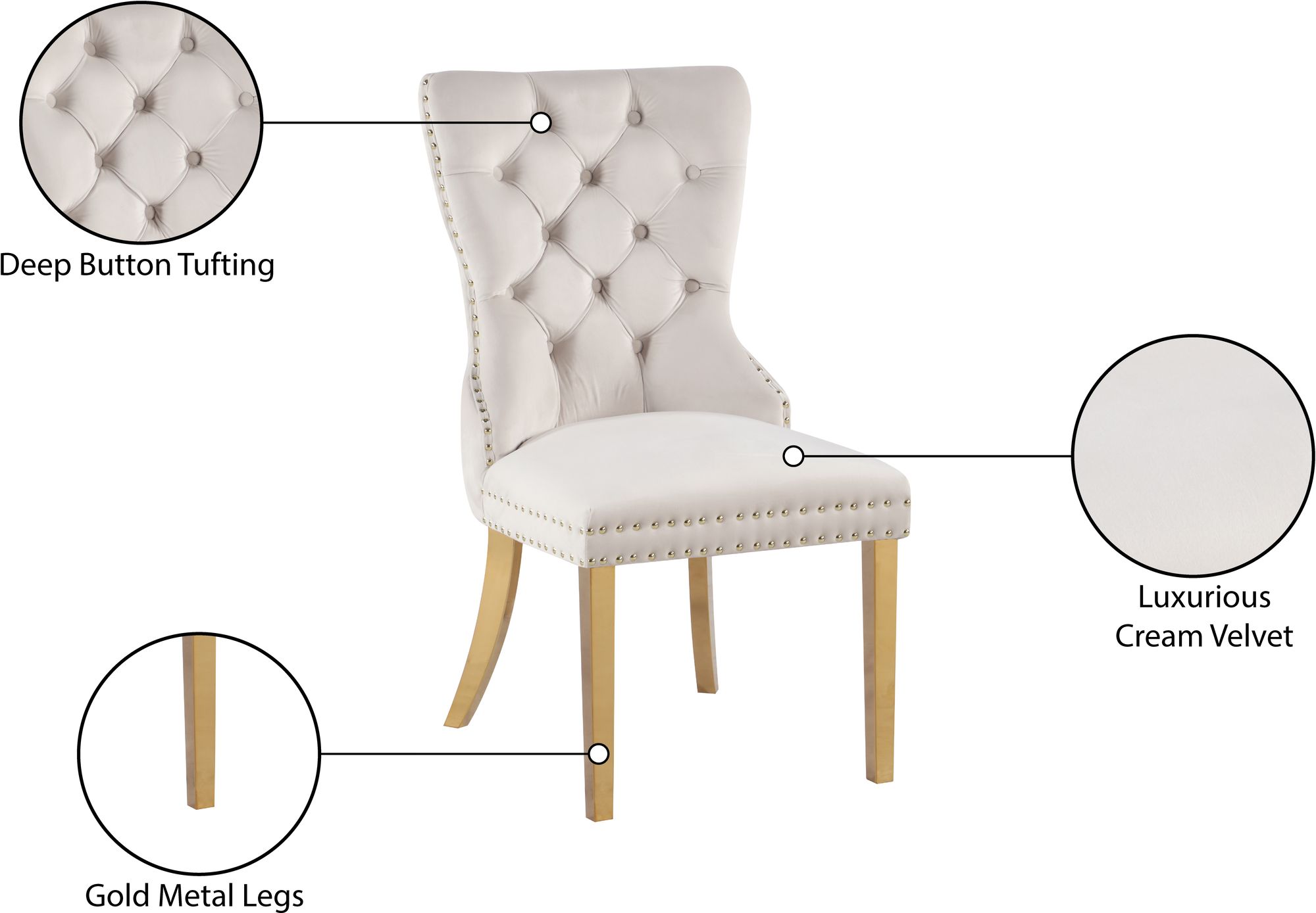 Carmen Velvet Dining Chair with Gold Metal Legs