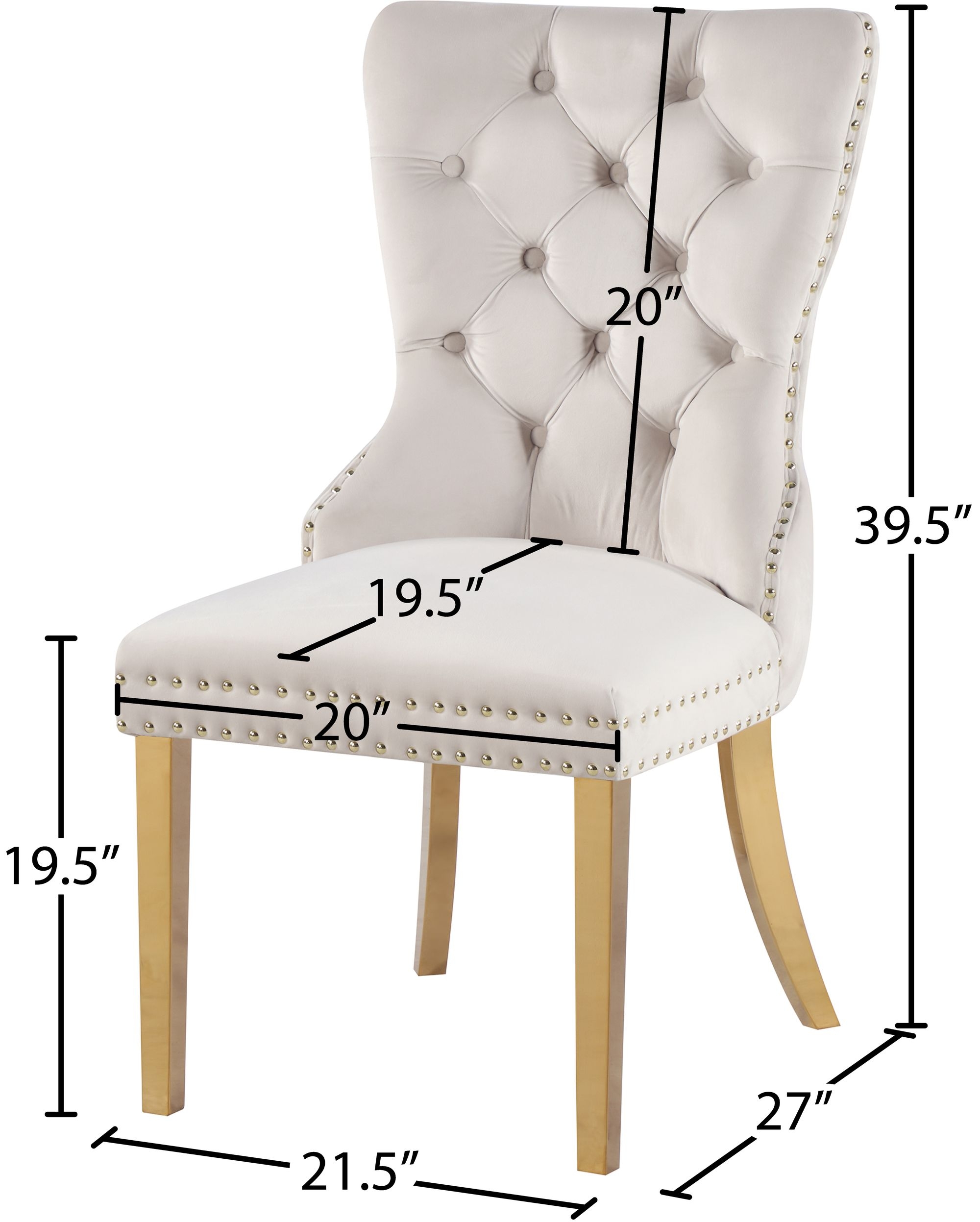 Carmen Velvet Dining Chair with Metal Legs