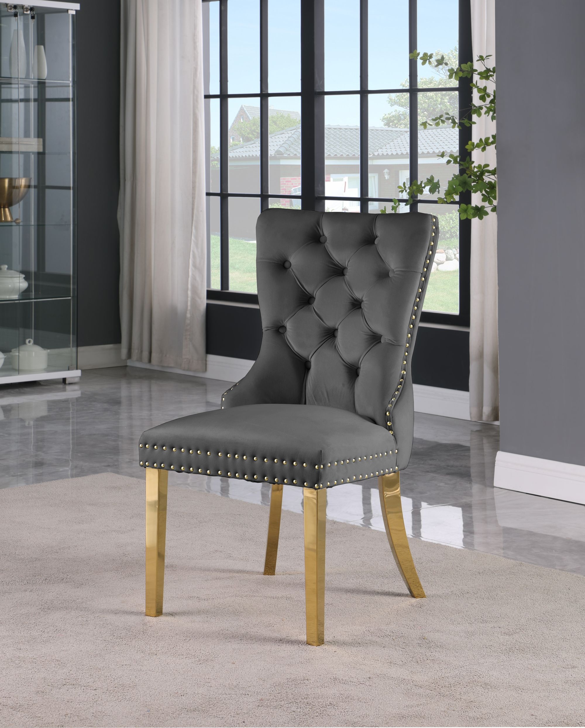 Carmen Velvet Dining Chair with Metal Legs