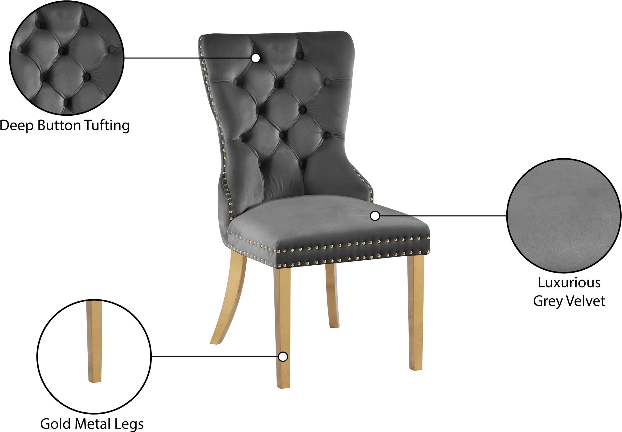 Carmen Velvet Dining Chair with Metal Legs