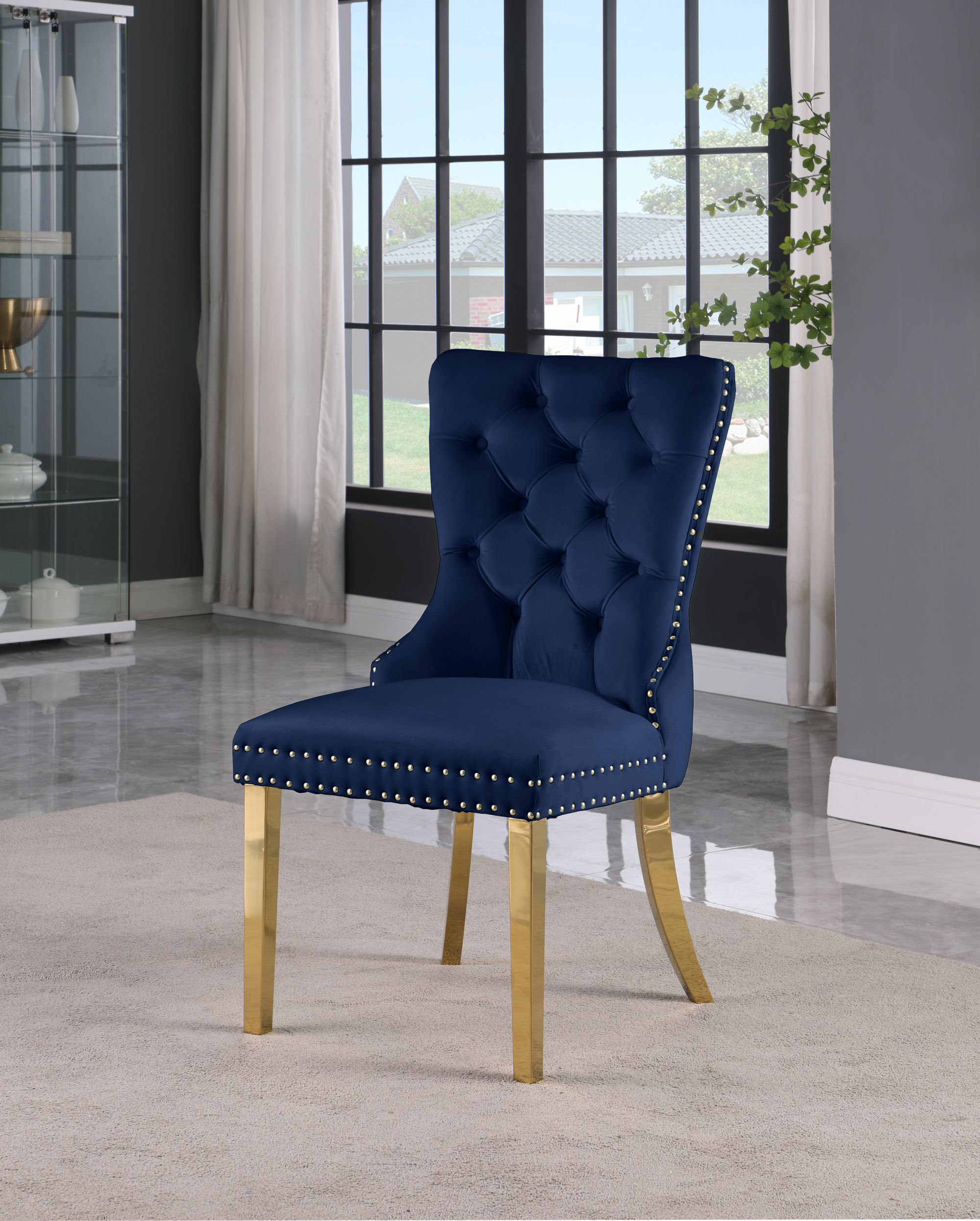 Carmen Velvet Dining Chair with Gold Metal Legs