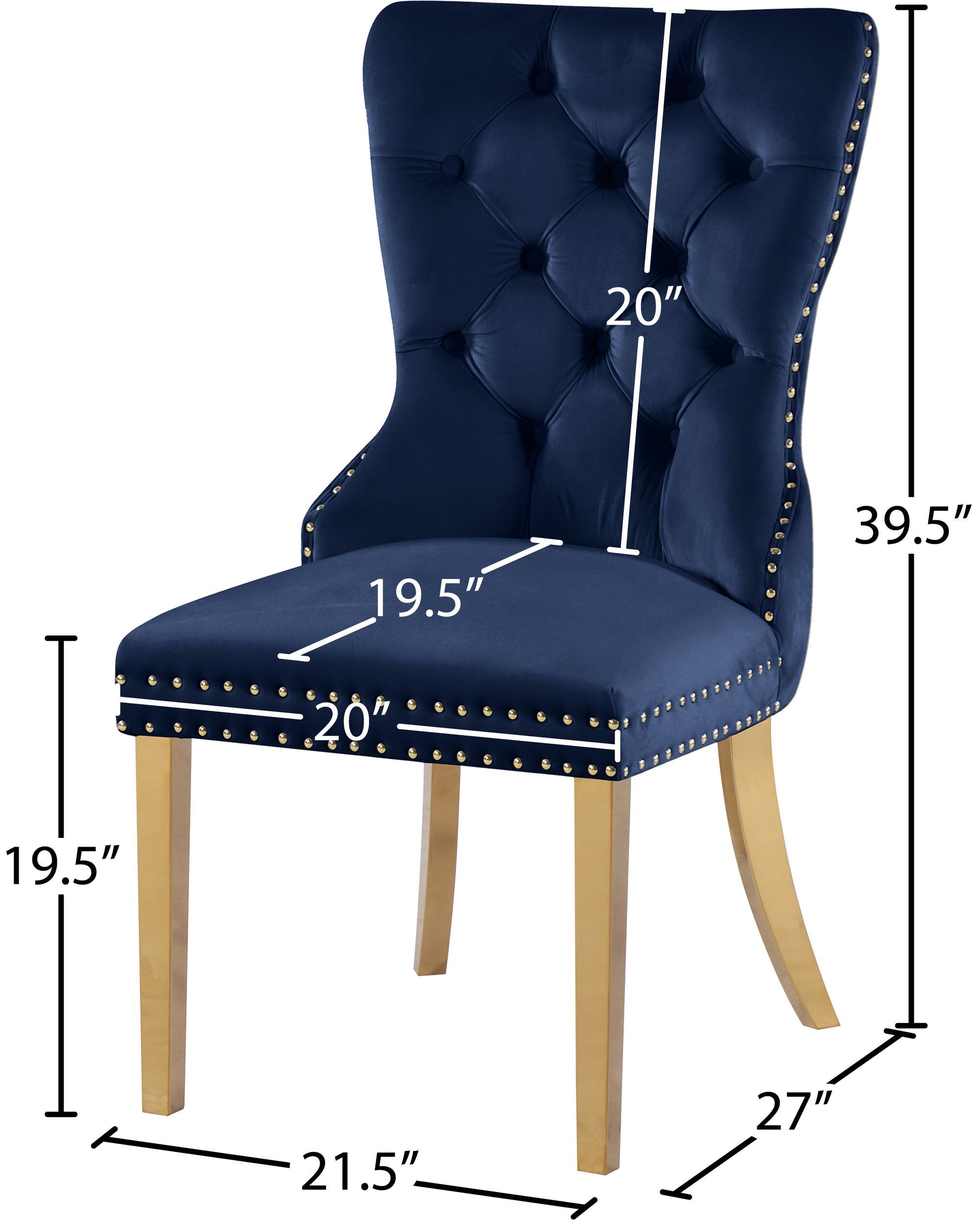 Carmen Velvet Dining Chair with Gold Metal Legs