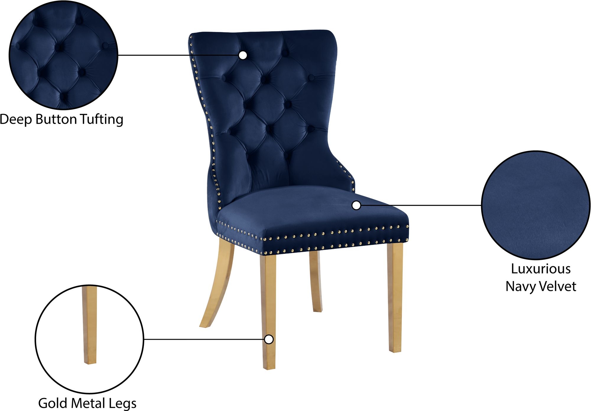 Carmen Velvet Dining Chair with Metal Legs
