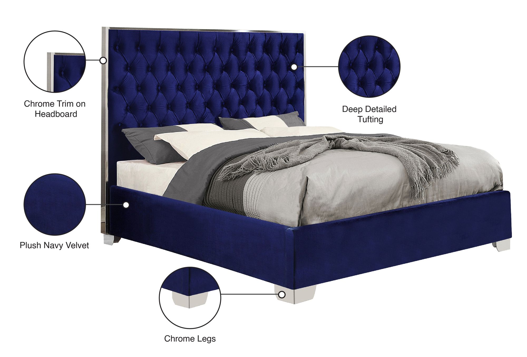 Lexi Velvet Queen Size Bed