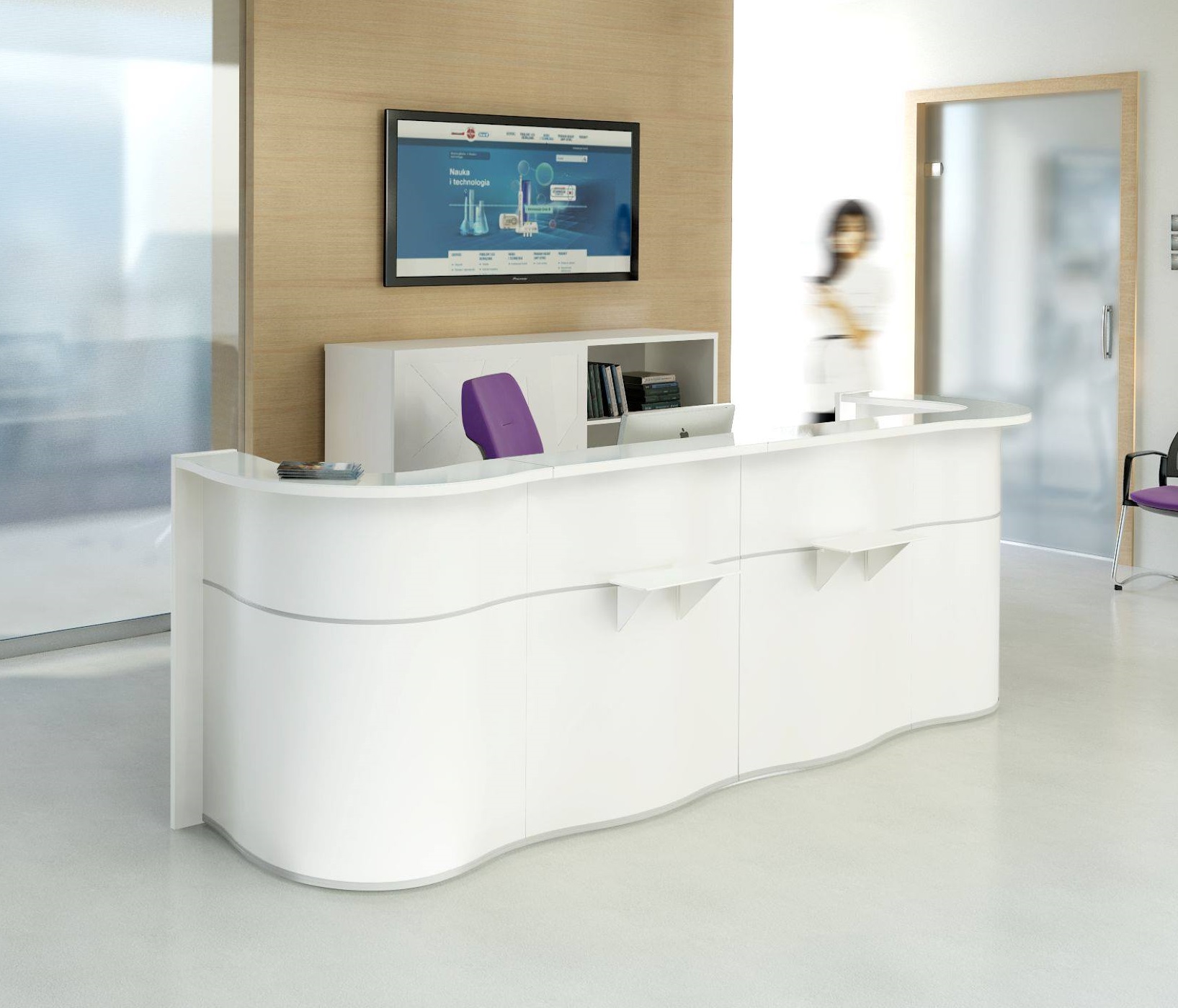 Wave 123" Straight Counter Reception Desk by MDD