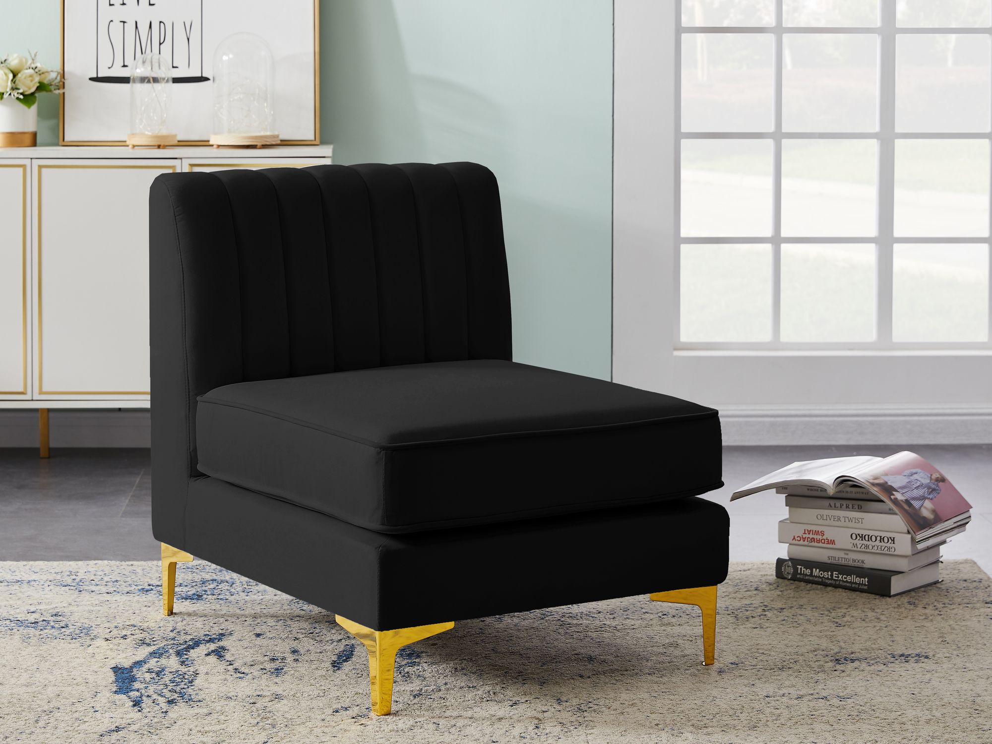 Alina Velvet Modular Armless Chair