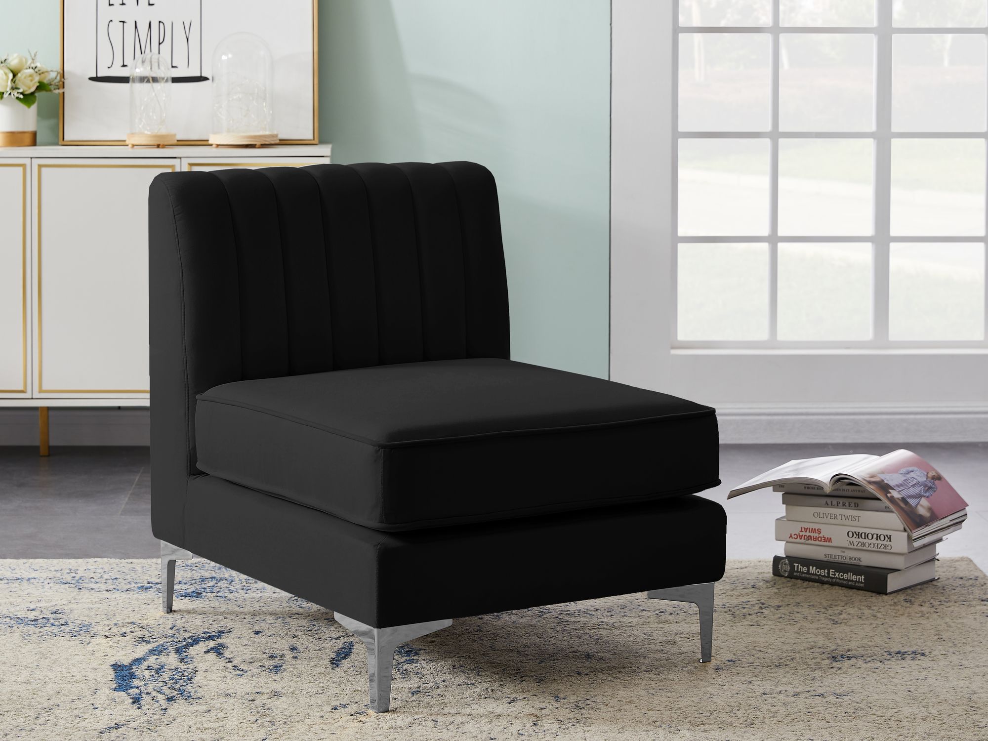 Alina Velvet Modular Armless Chair