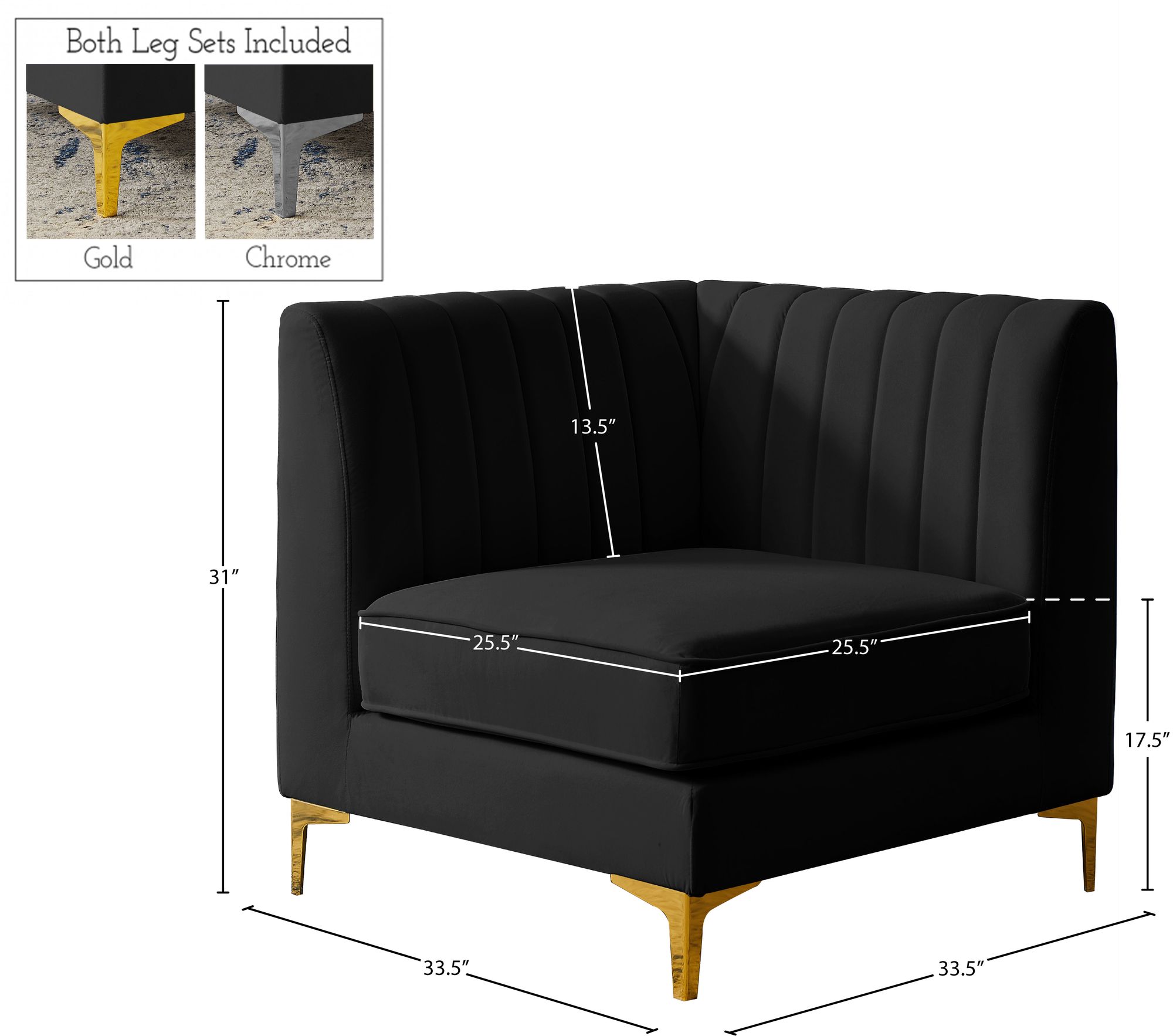 Alina Velvet Modular Corner Chair