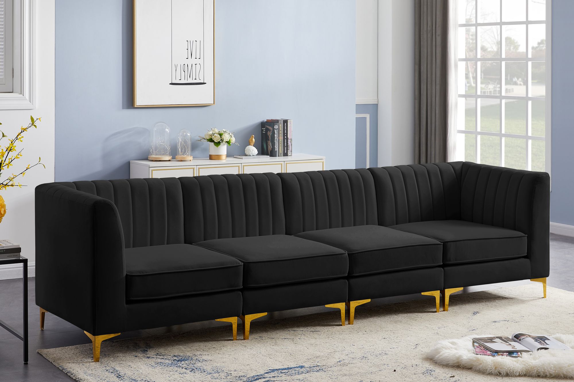 Alina 119" Velvet Modular Sofa